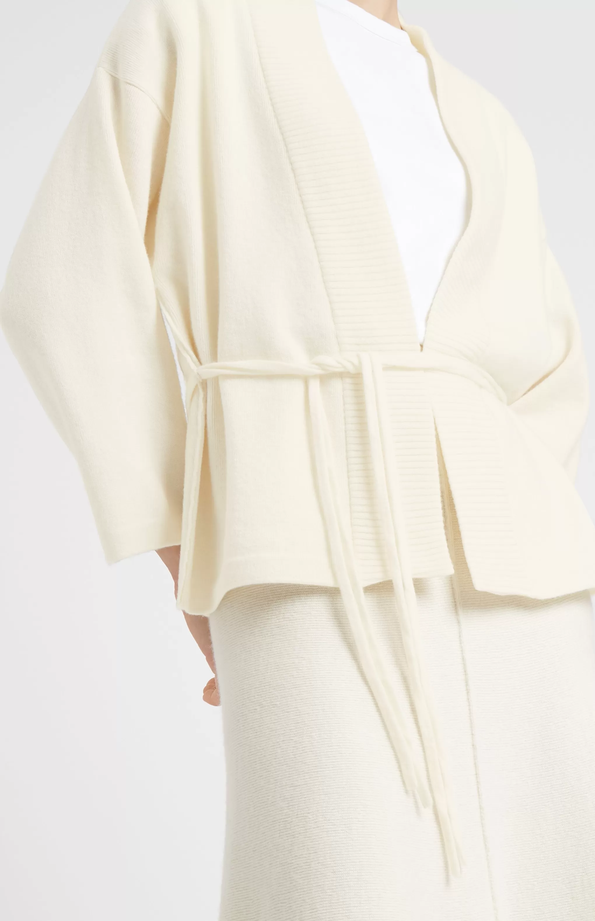 New Women's Cashmere Blend Wrap Cardigan In Cream Men/Women Loungewear