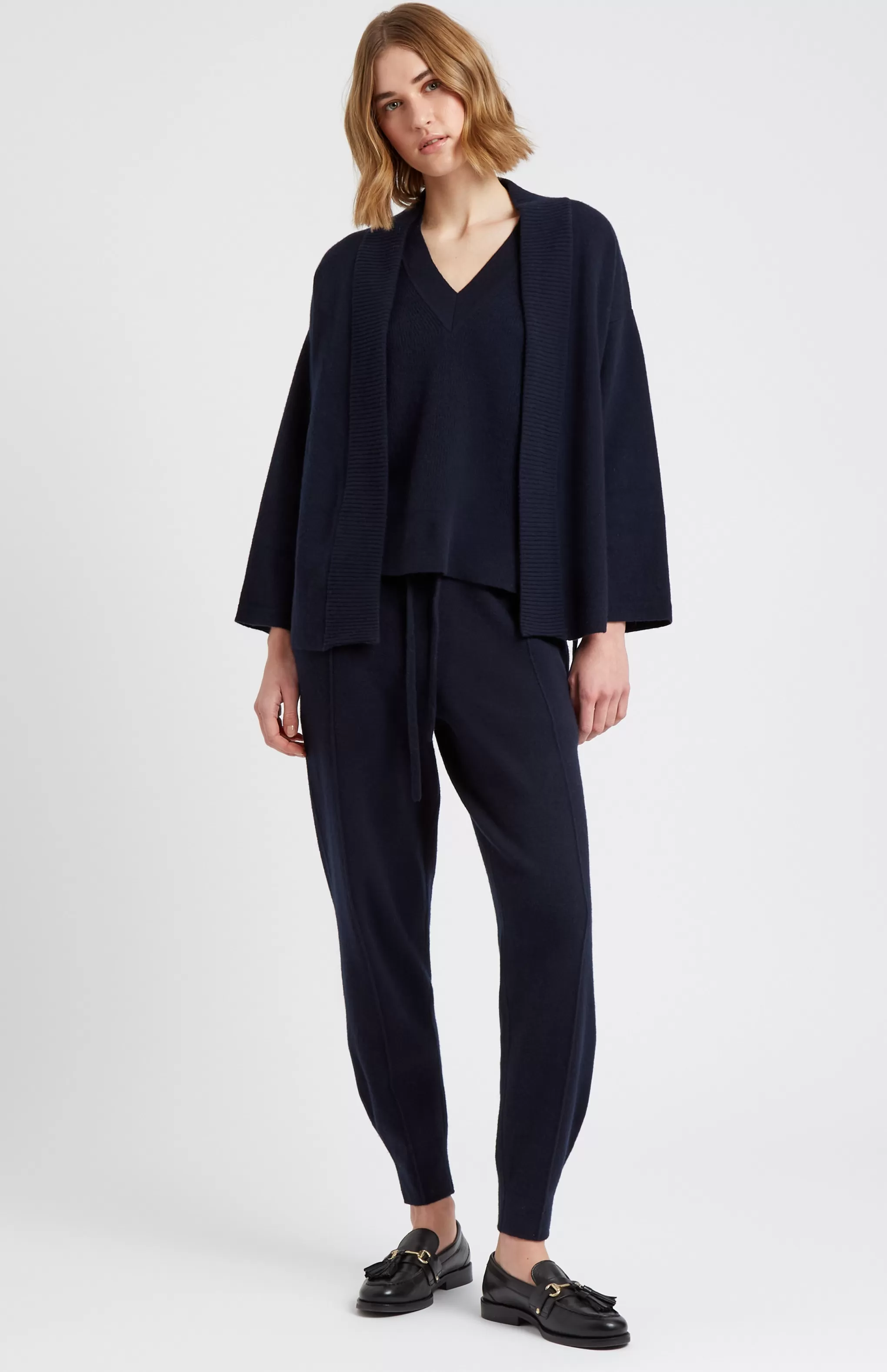 New Women's Cashmere Blend Wrap Cardigan In Indigo Men/Women Lambswool