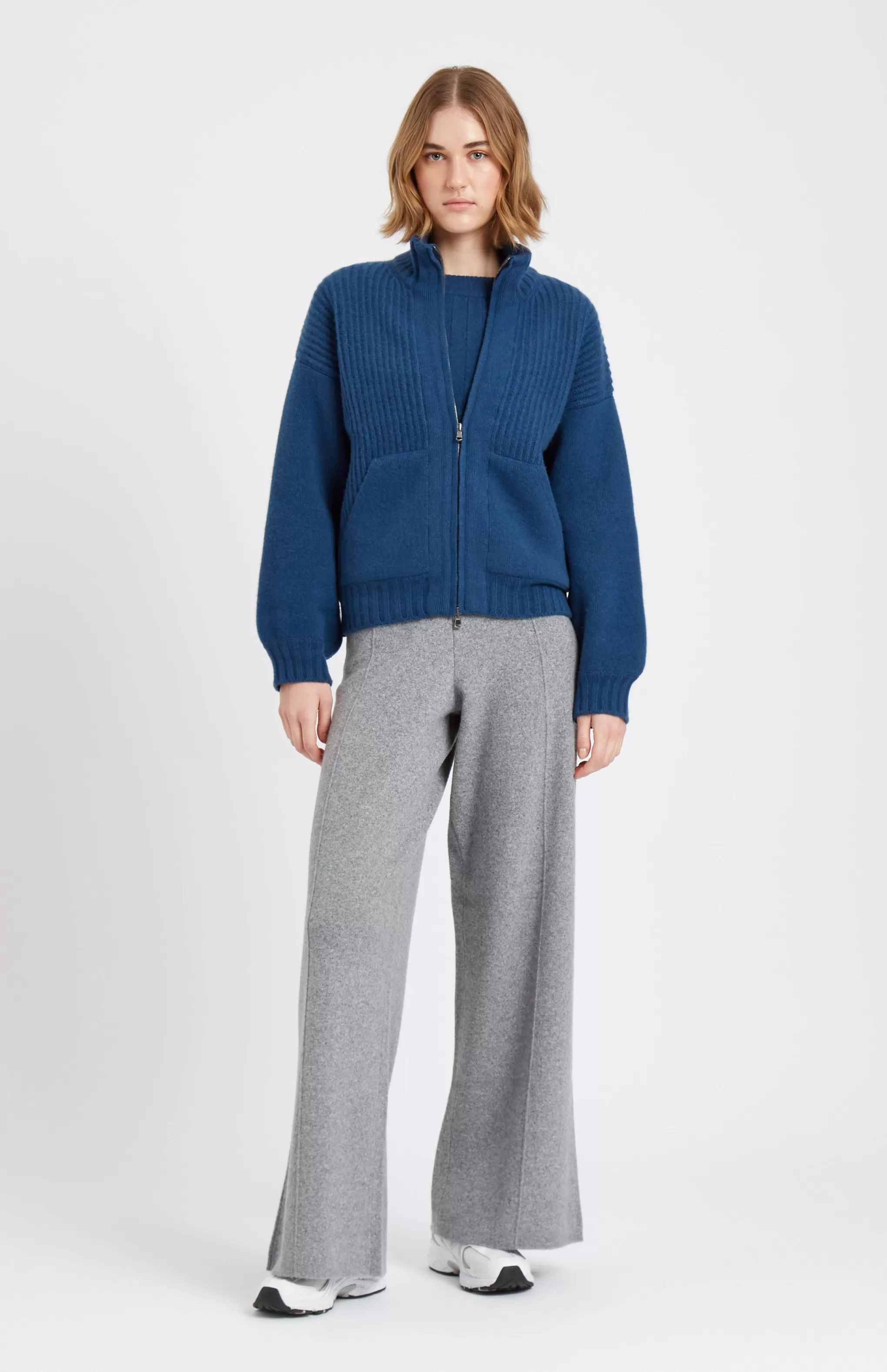 Online Women's Cashmere Blend Zip Thru Jacket In Night Sky Men/Women Cardigans