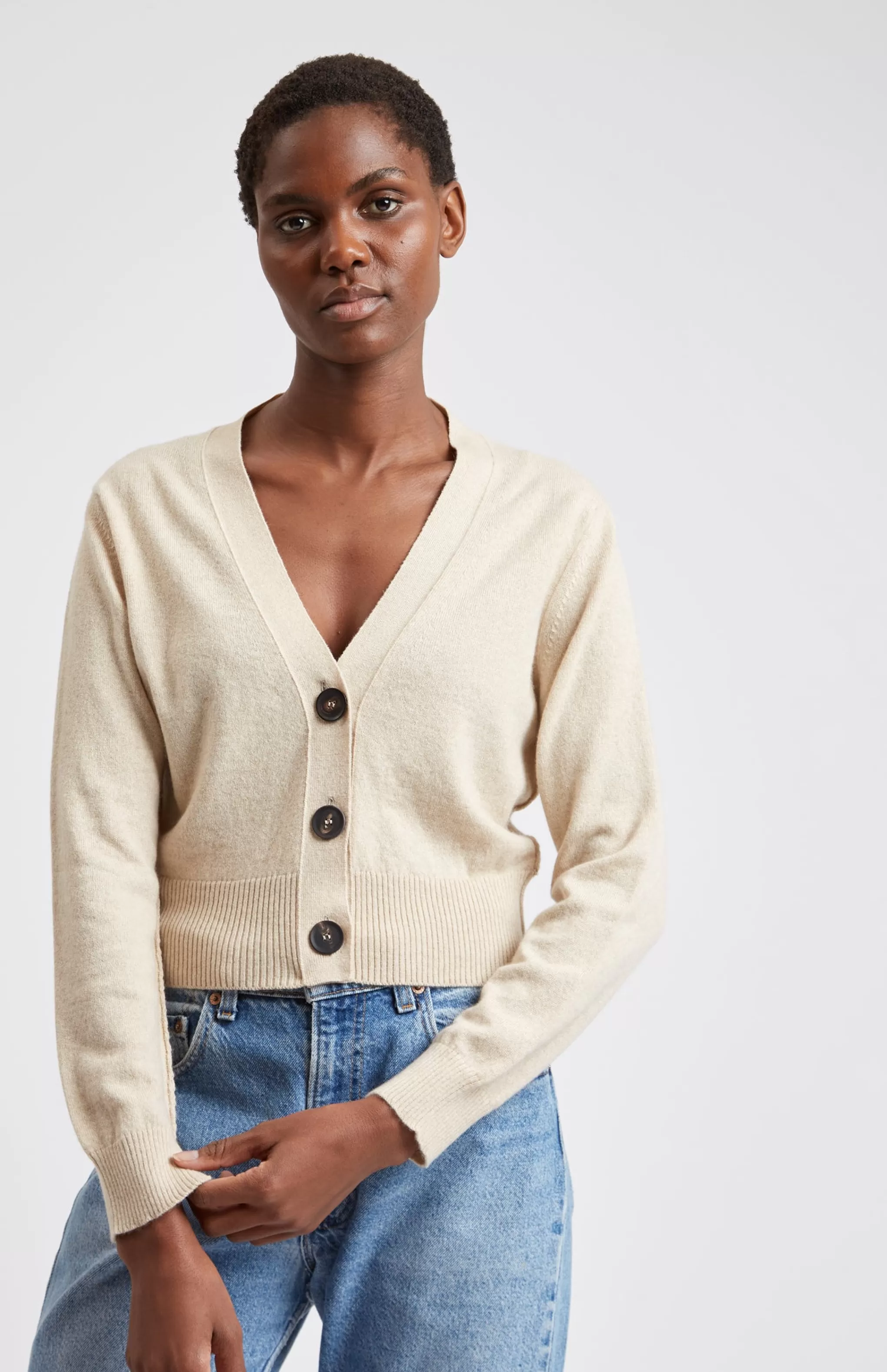 Hot Women's Cropped Cashmere Cardigan In Honey Men/Women Cardigans