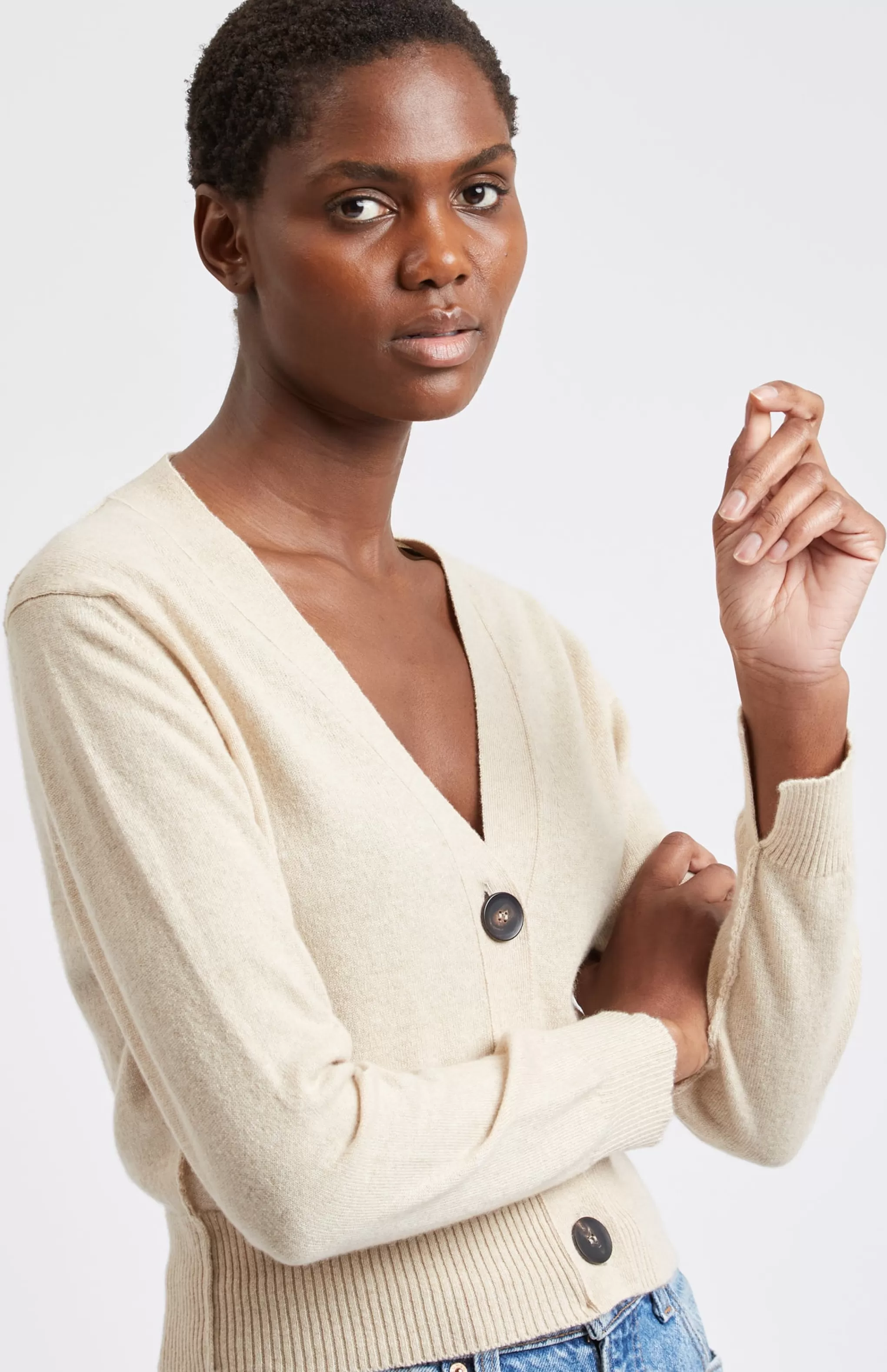 Store Women's Cropped Cashmere Cardigan In Honey Men/Women Classic Cashmere