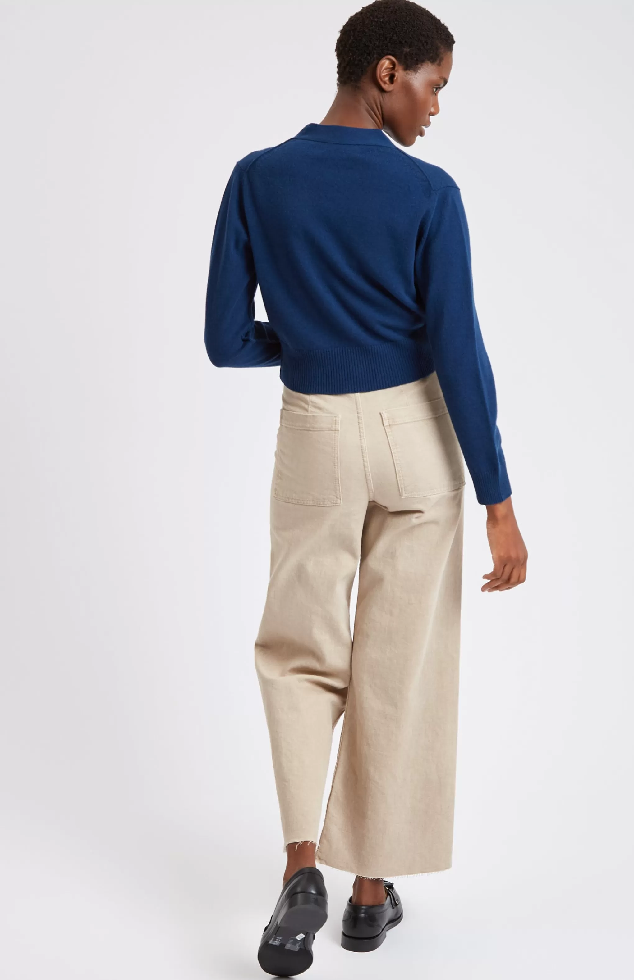 Fashion Women's Cropped Cashmere Cardigan In Navy Men/Women Cardigans