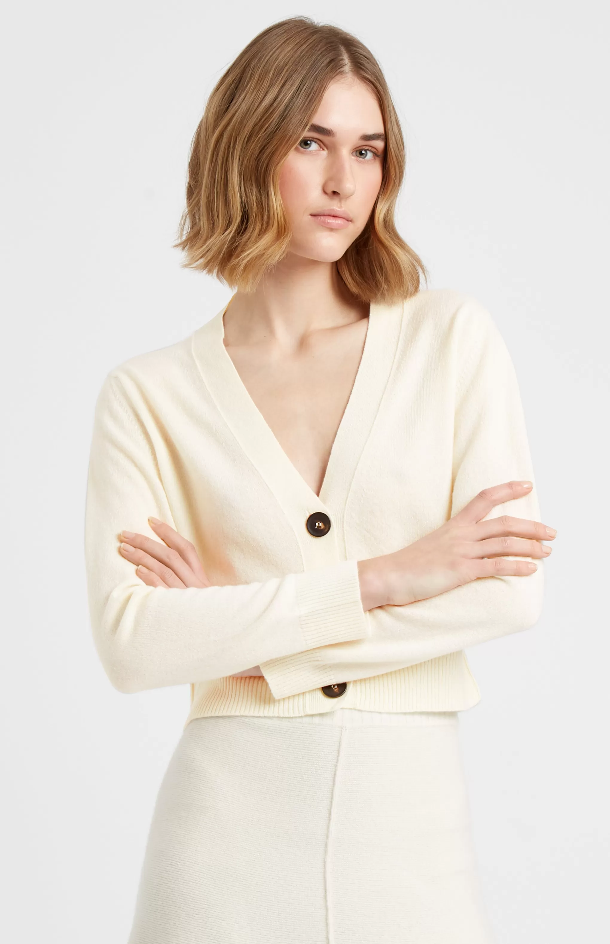 Online Women's Cropped Cashmere Cardigan In Off White Men/Women Cardigans
