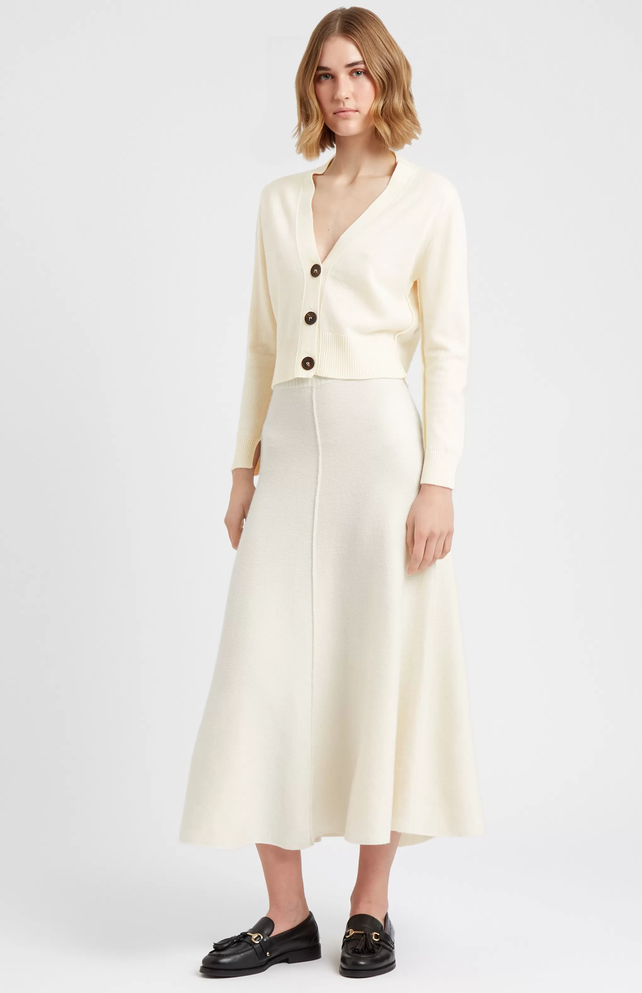 Best Sale Women's Cropped Cashmere Cardigan In Off White Men/Women Classic Cashmere