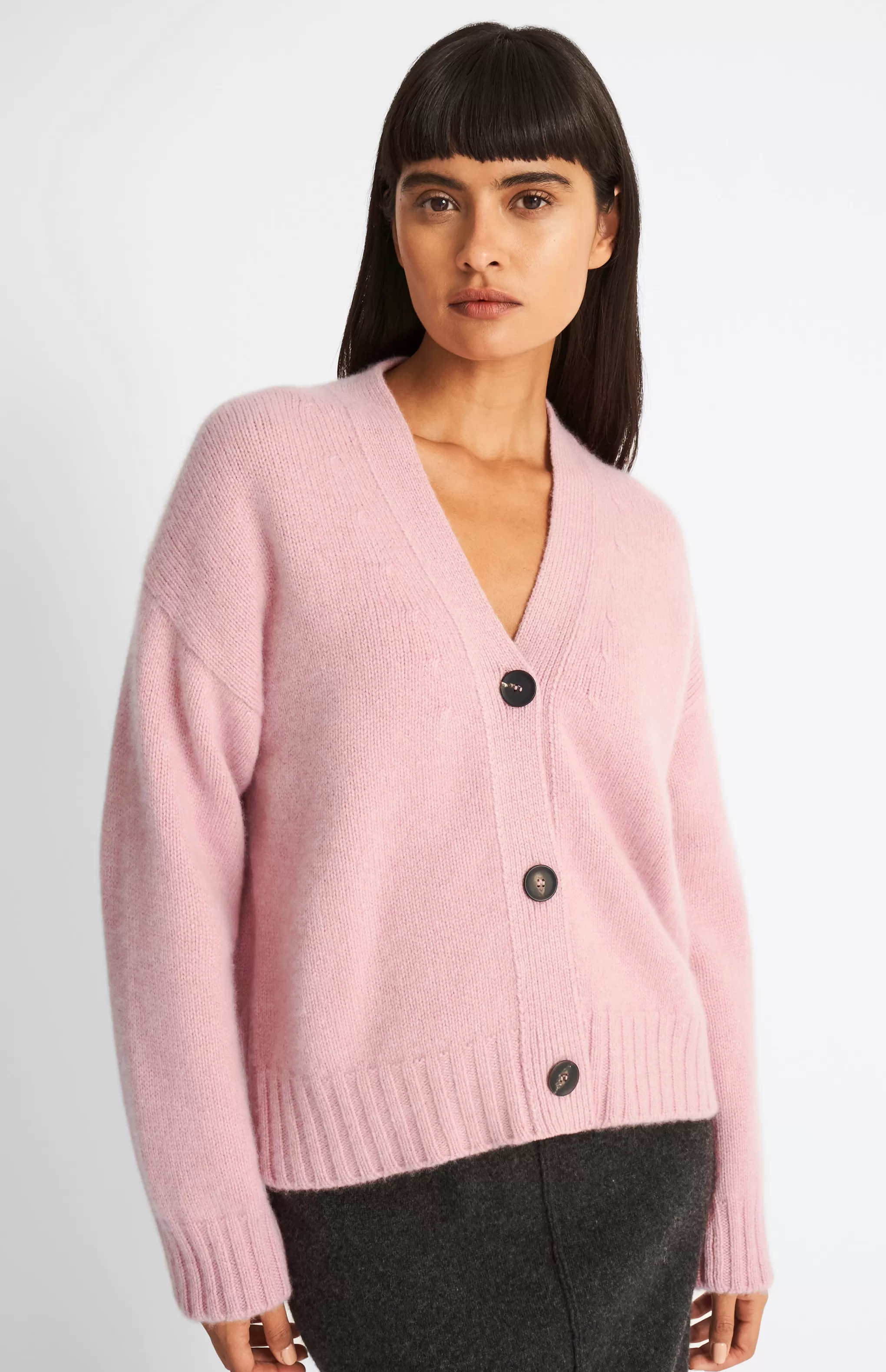 New Women's Cropped Cosy Cashmere Cardigan In Dusty Pink Men/Women V Neck Knits