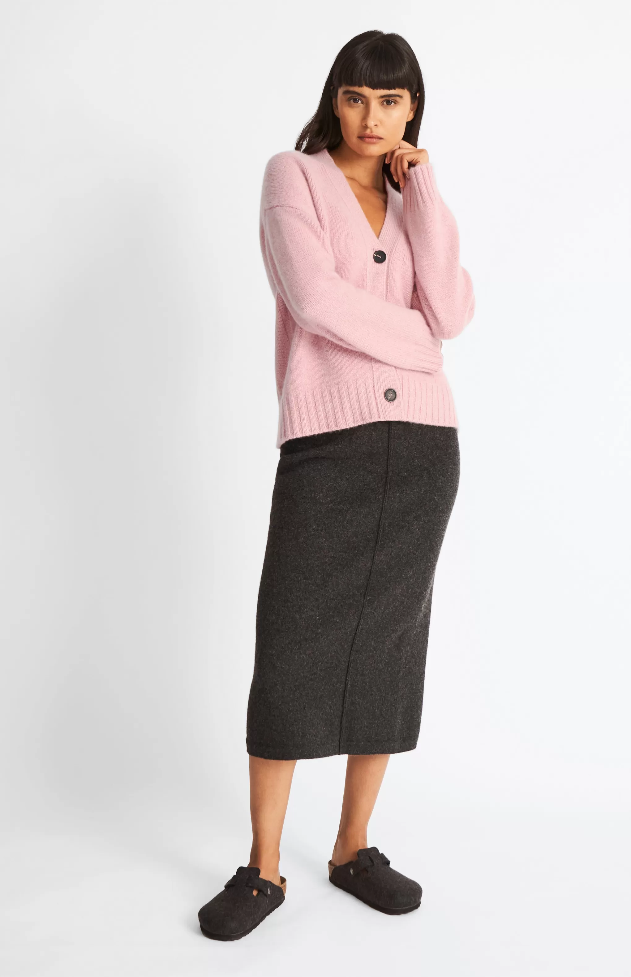 Hot Women's Cropped Cosy Cashmere Cardigan In Dusty Pink Men/Women Gifts For Women