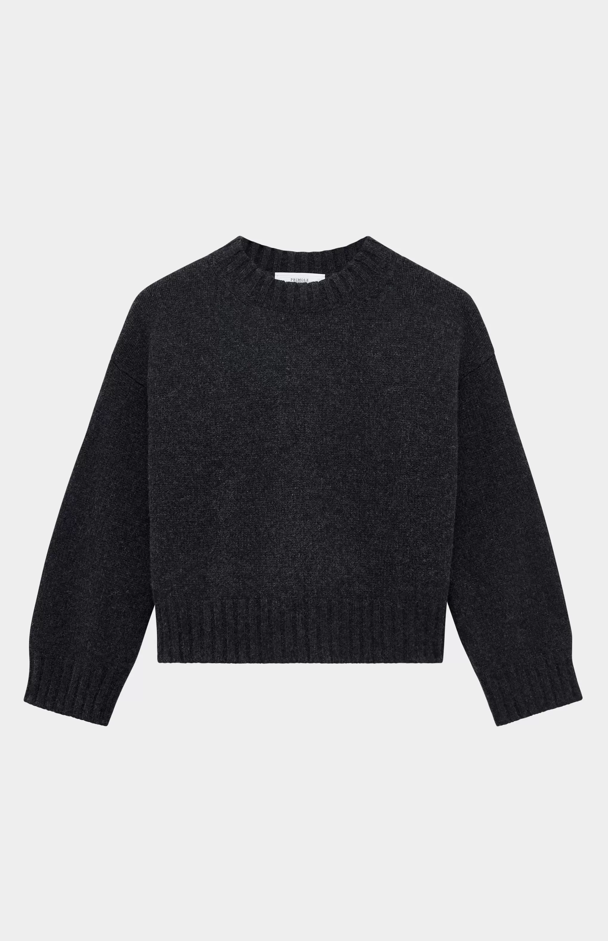Outlet Women's Cropped Round Neck Cosy Cashmere Jumper In Charcoal Men/Women Gifts For Women