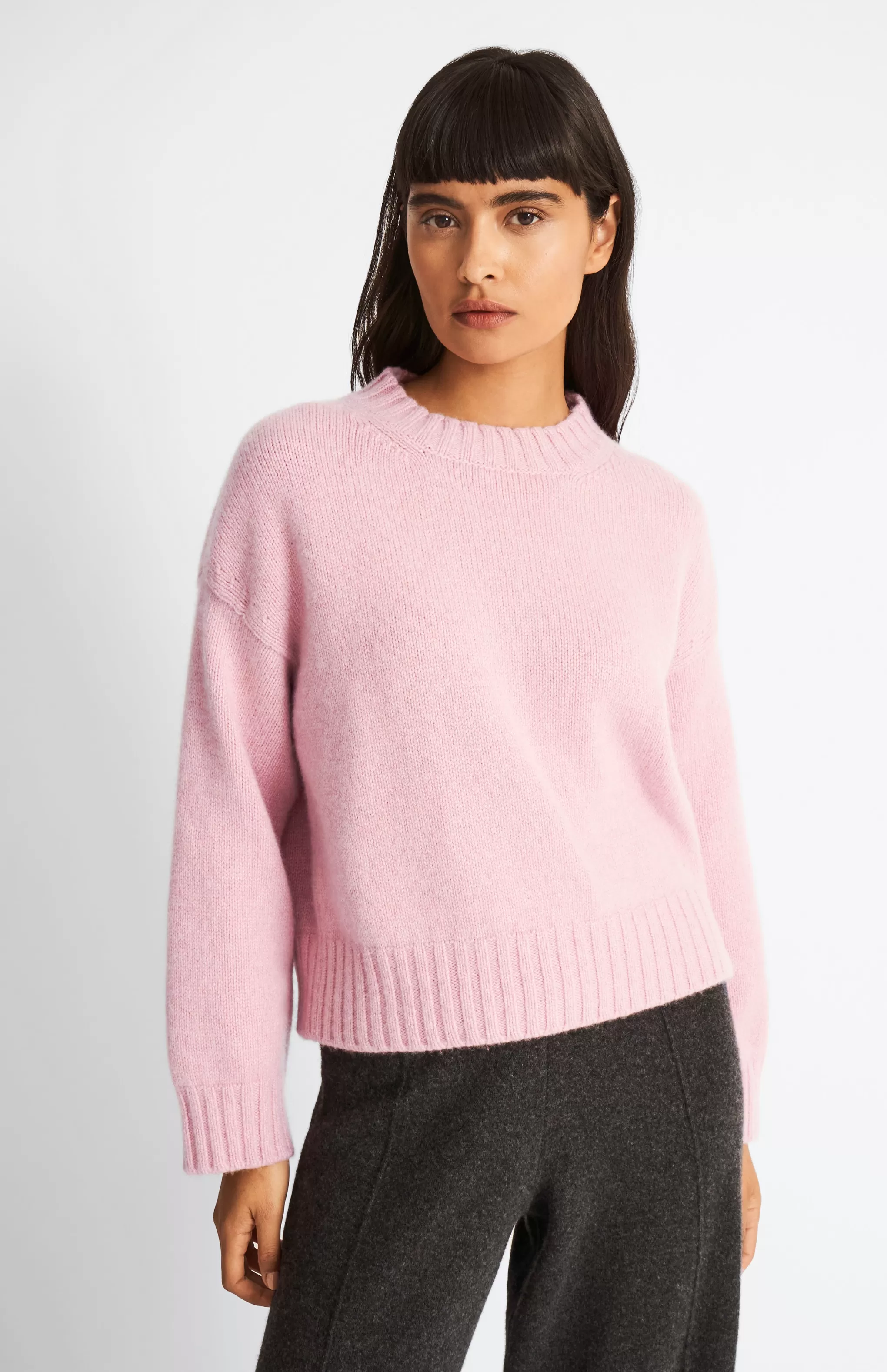 Best Sale Women's Cropped Round Neck Cosy Cashmere Jumper In Dusty Pink Men/Women Cashmere