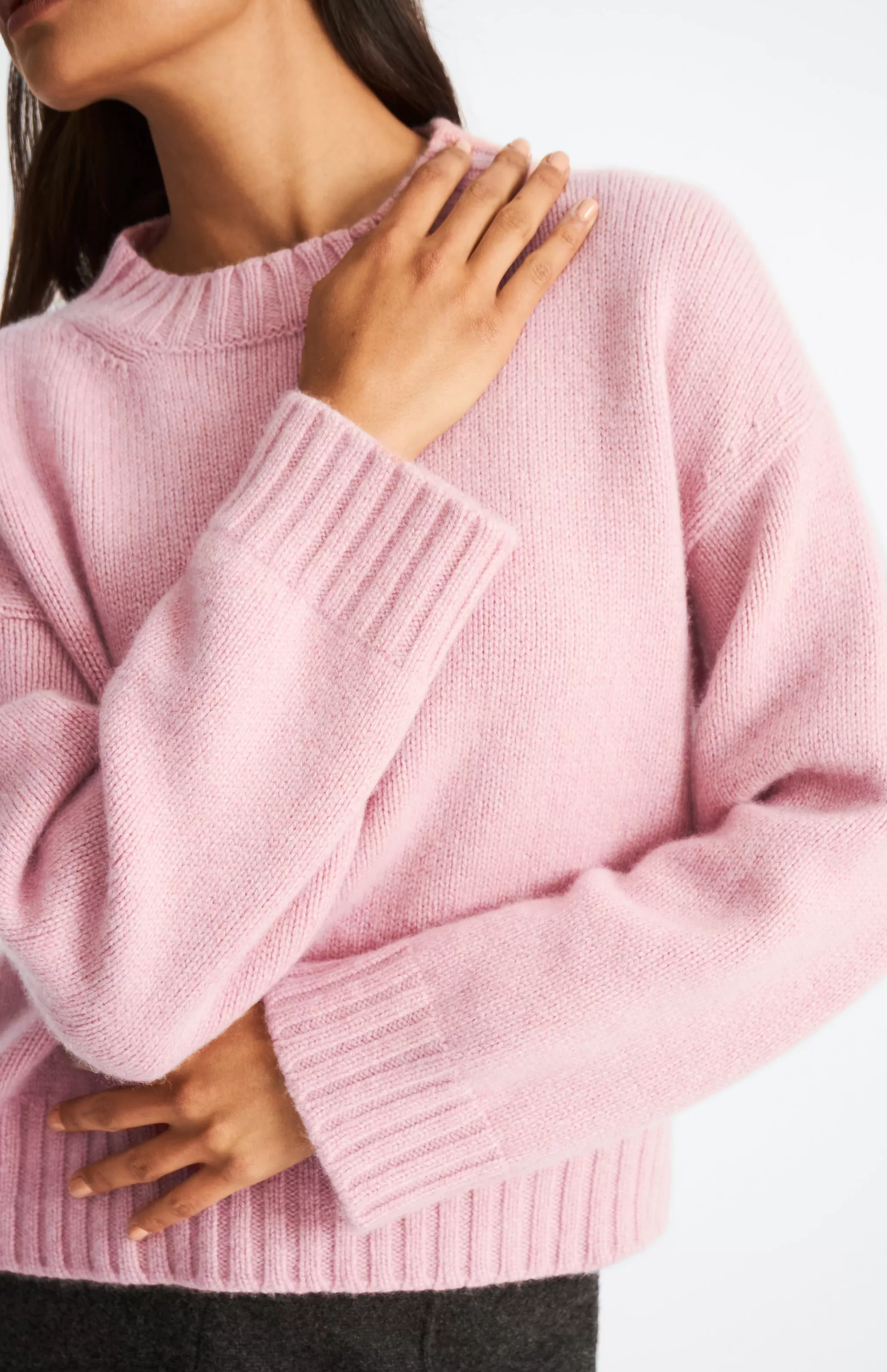 Best Sale Women's Cropped Round Neck Cosy Cashmere Jumper In Dusty Pink Men/Women Cashmere