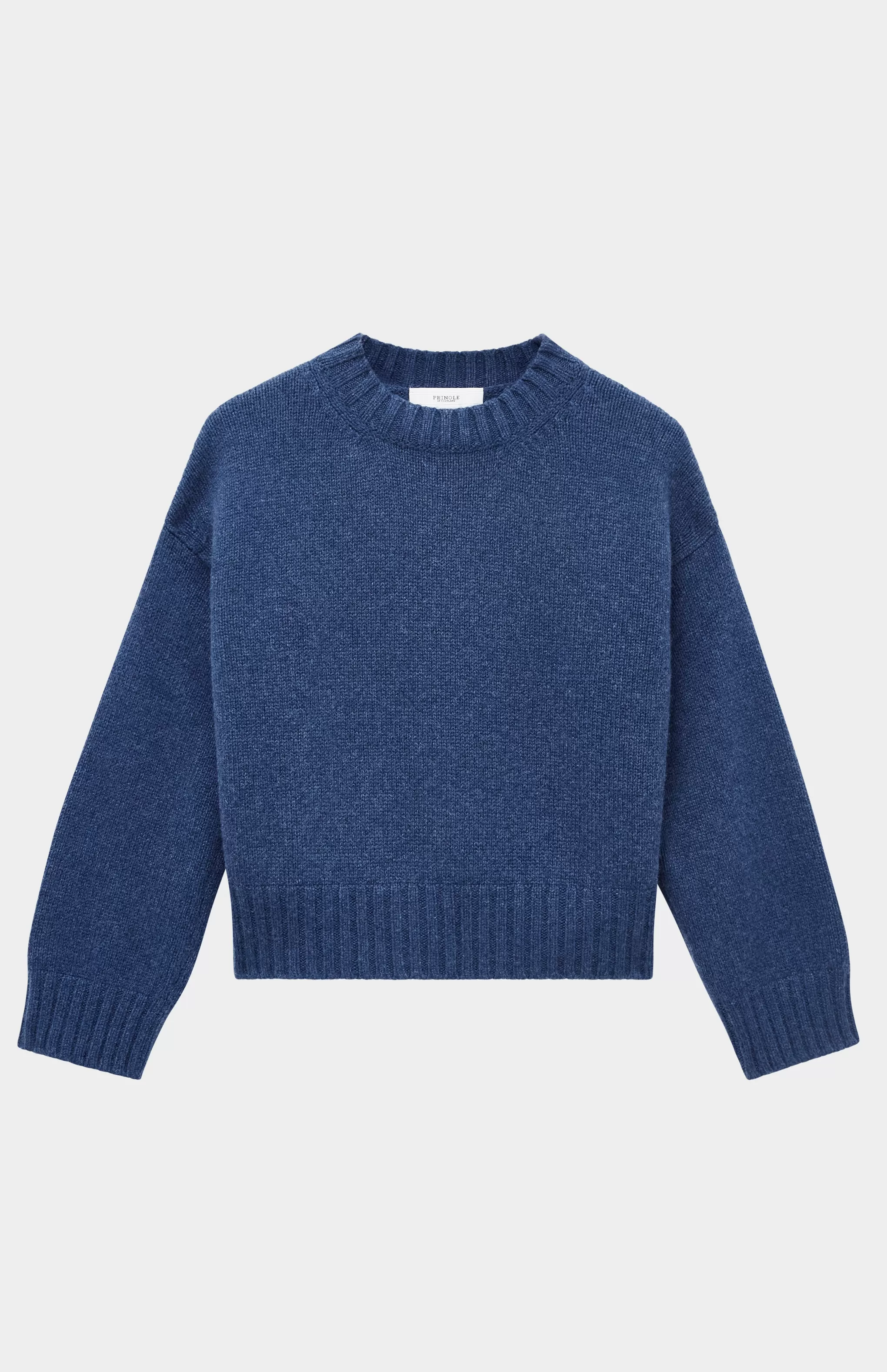 Outlet Women's Cropped Round Neck Cosy Cashmere Jumper In Night Sky Men/Women Round Neck Knits