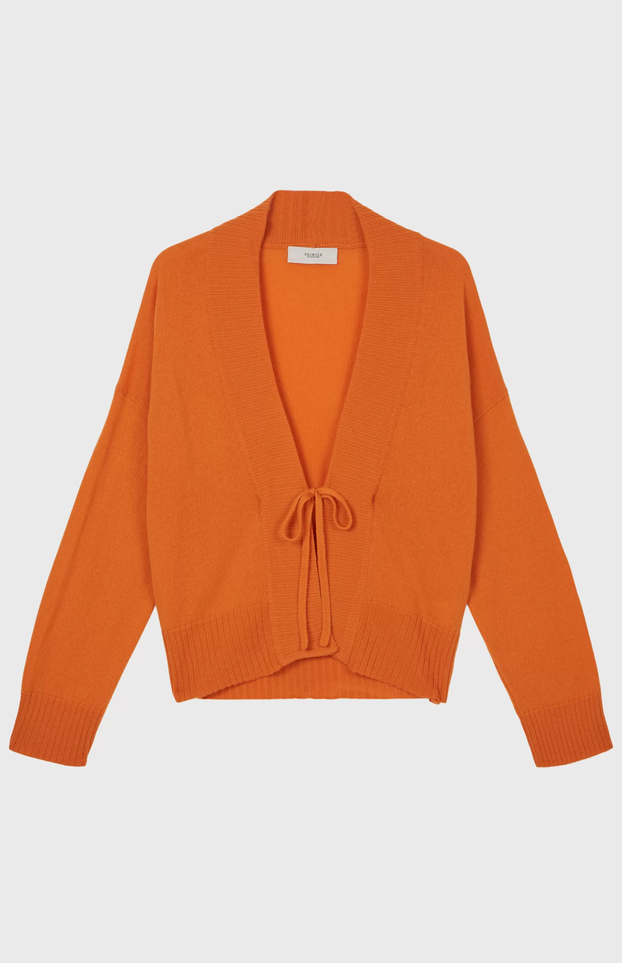 Store Women's Lightweight Cashmere Open Cardigan With Tie In Burnt Orange Men/Women V Neck Knits