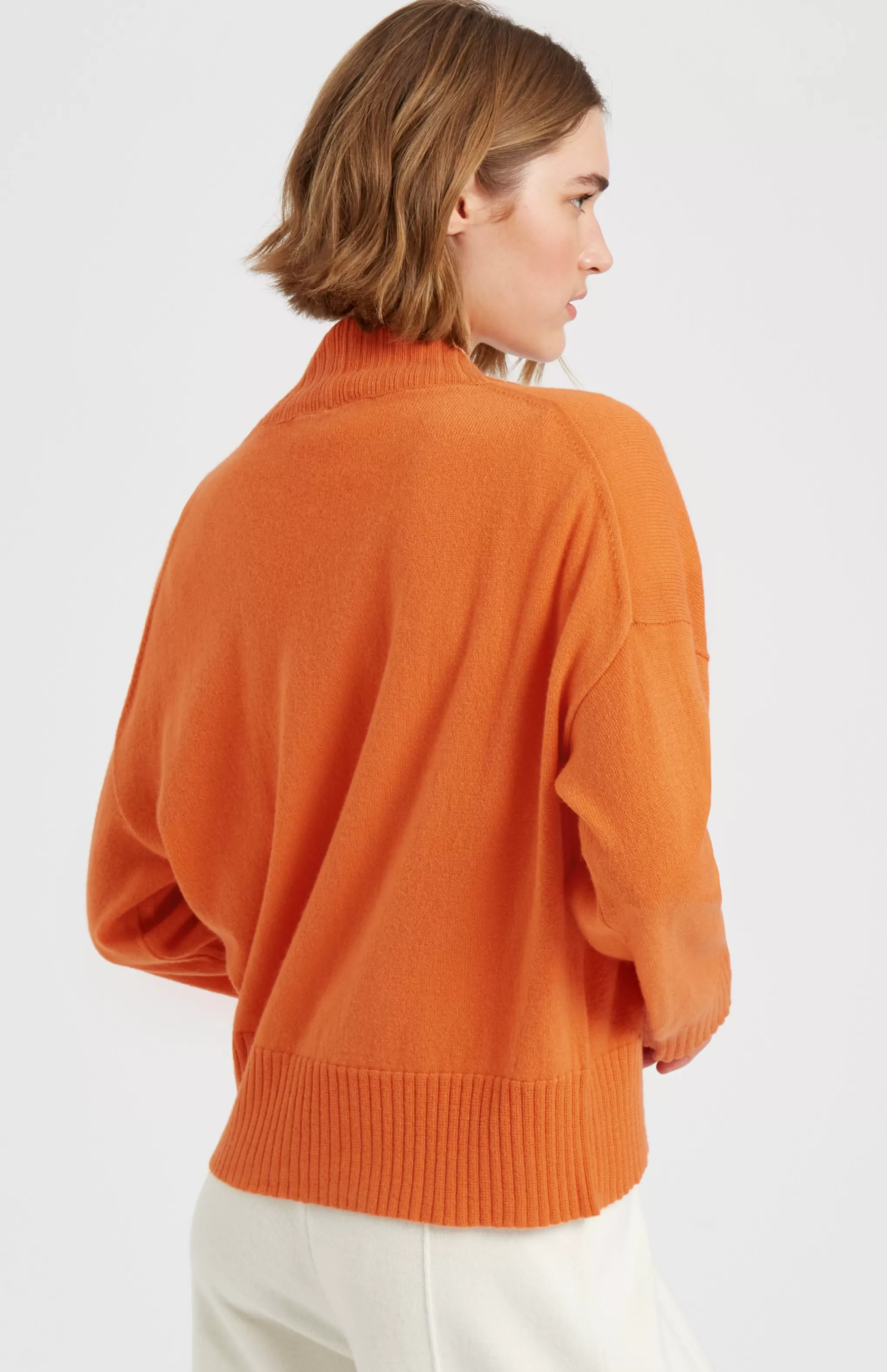Store Women's Lightweight Cashmere Open Cardigan With Tie In Burnt Orange Men/Women V Neck Knits