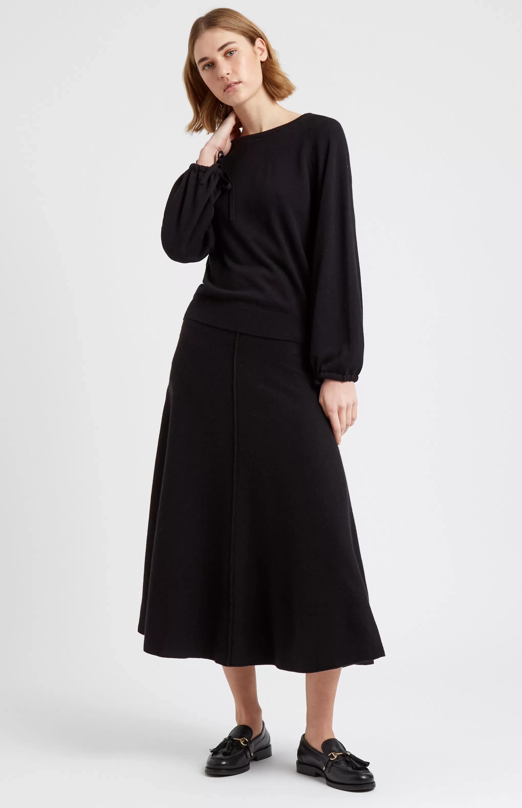 Cheap Women's Lightweight Round Neck Cashmere Jumper In Black Men/Women Round Neck Knits