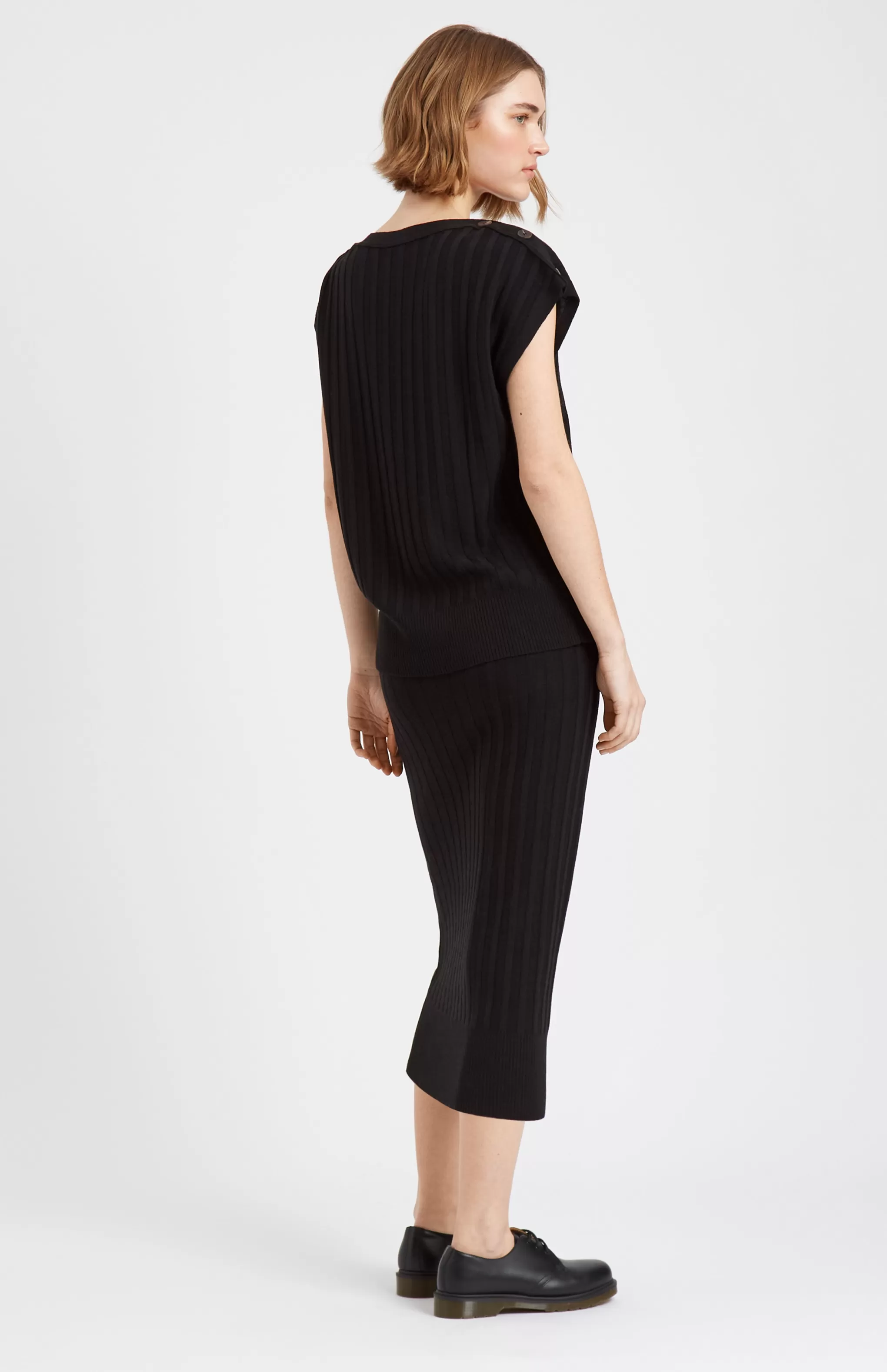 Flash Sale Women's Long Ribbed Merino Skirt In Black Men/Women Skirts