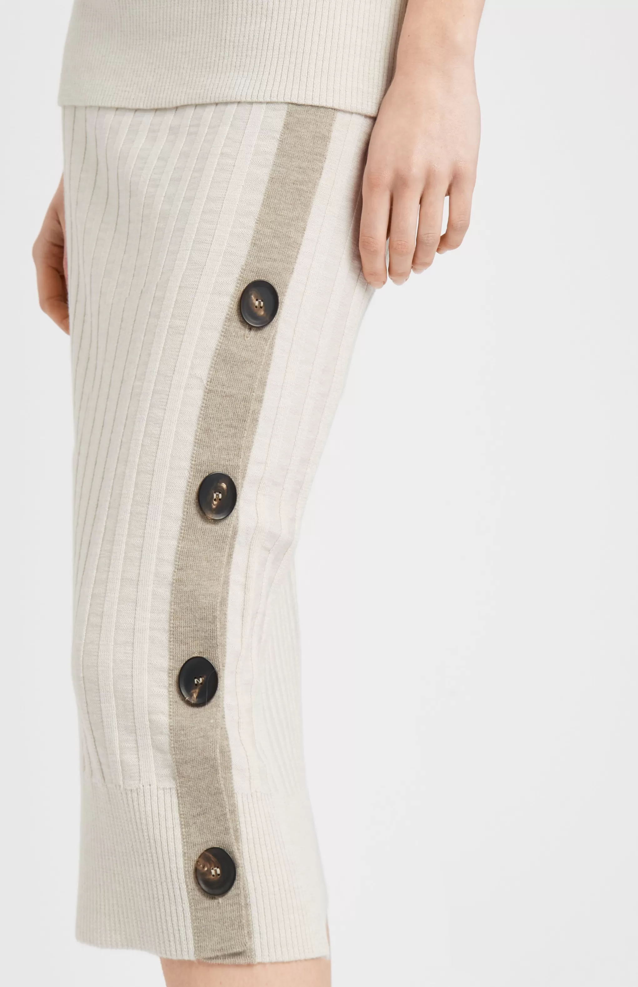 Shop Women's Long Ribbed Merino Skirt In Natural Men/Women Skirts