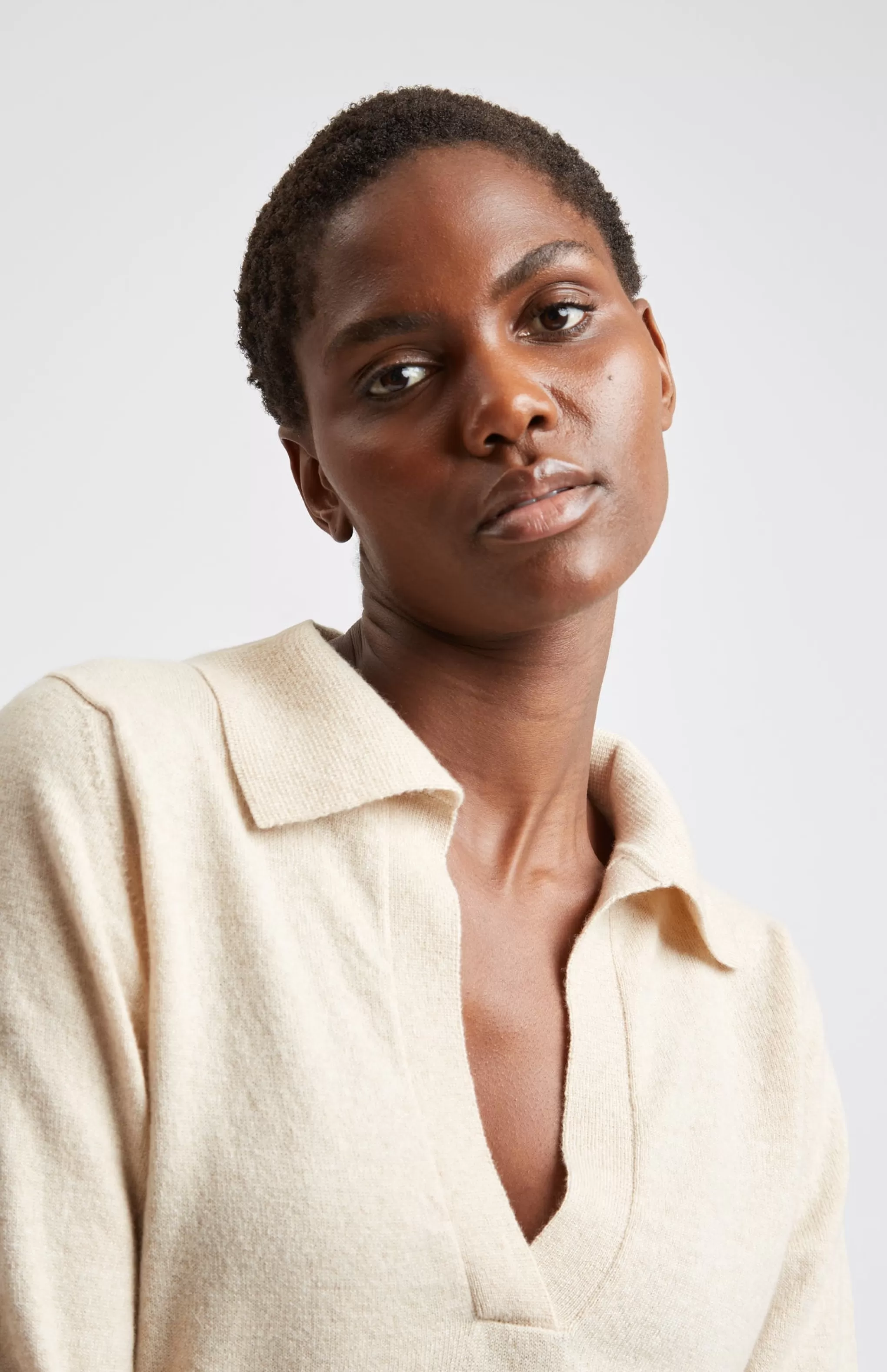 New Women's Polo-style Cashmere Jumper In Honey Men/Women Classic Cashmere