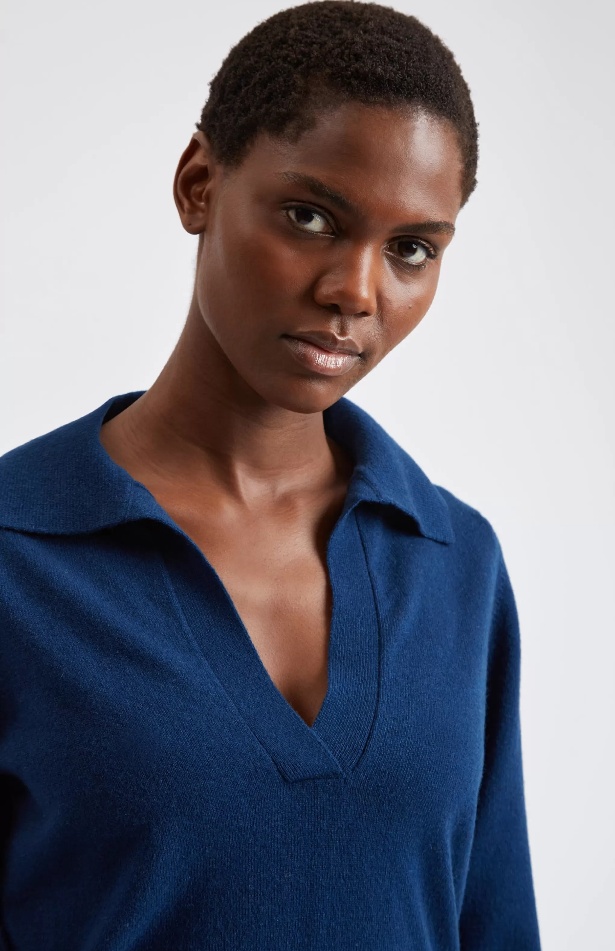 Hot Women's Polo-style Cashmere Jumper In Navy Men/Women Classic Cashmere