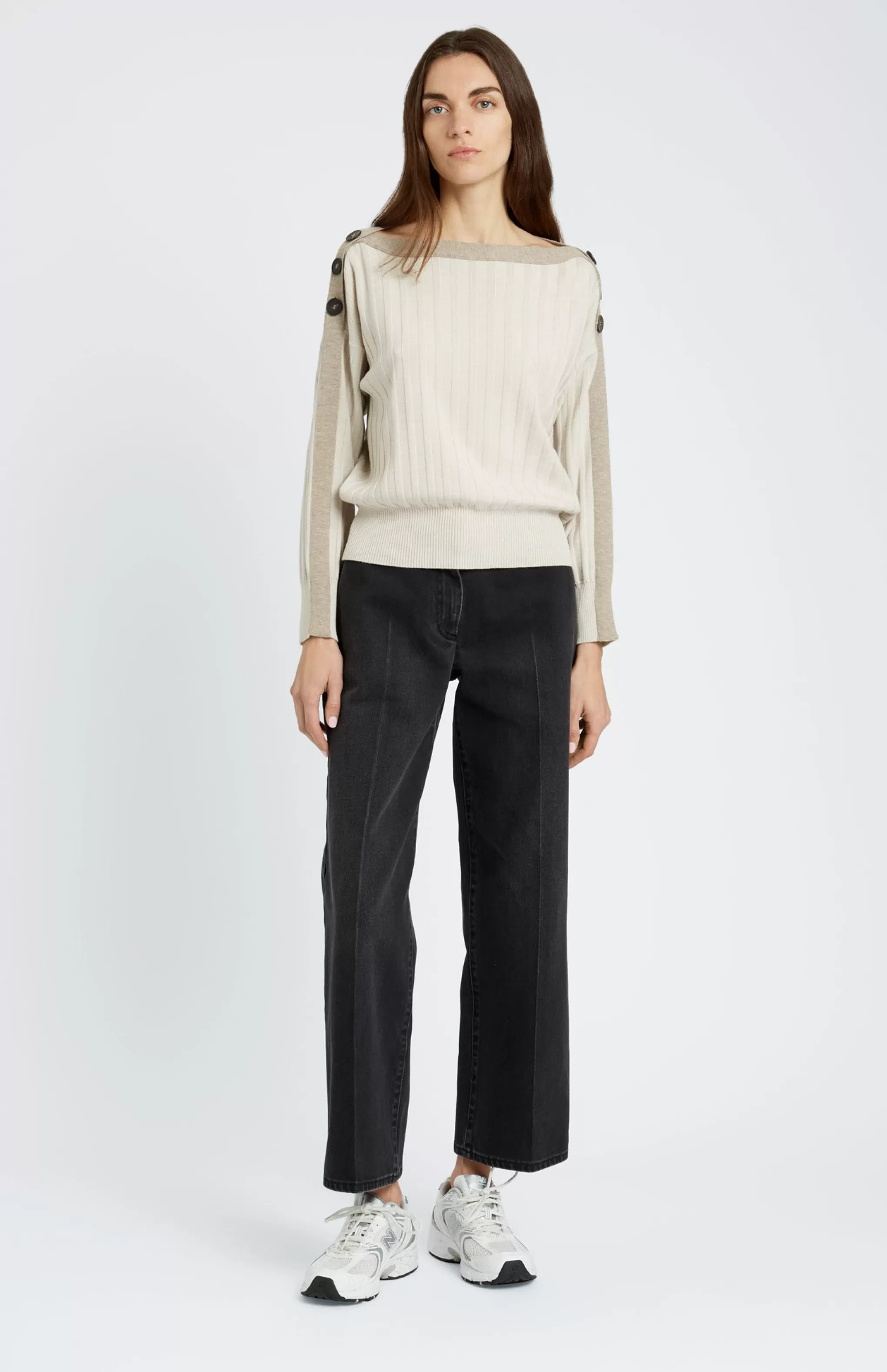 Flash Sale Women's Round Neck Merino Jumper In Natural Men/Women Round Neck Knits