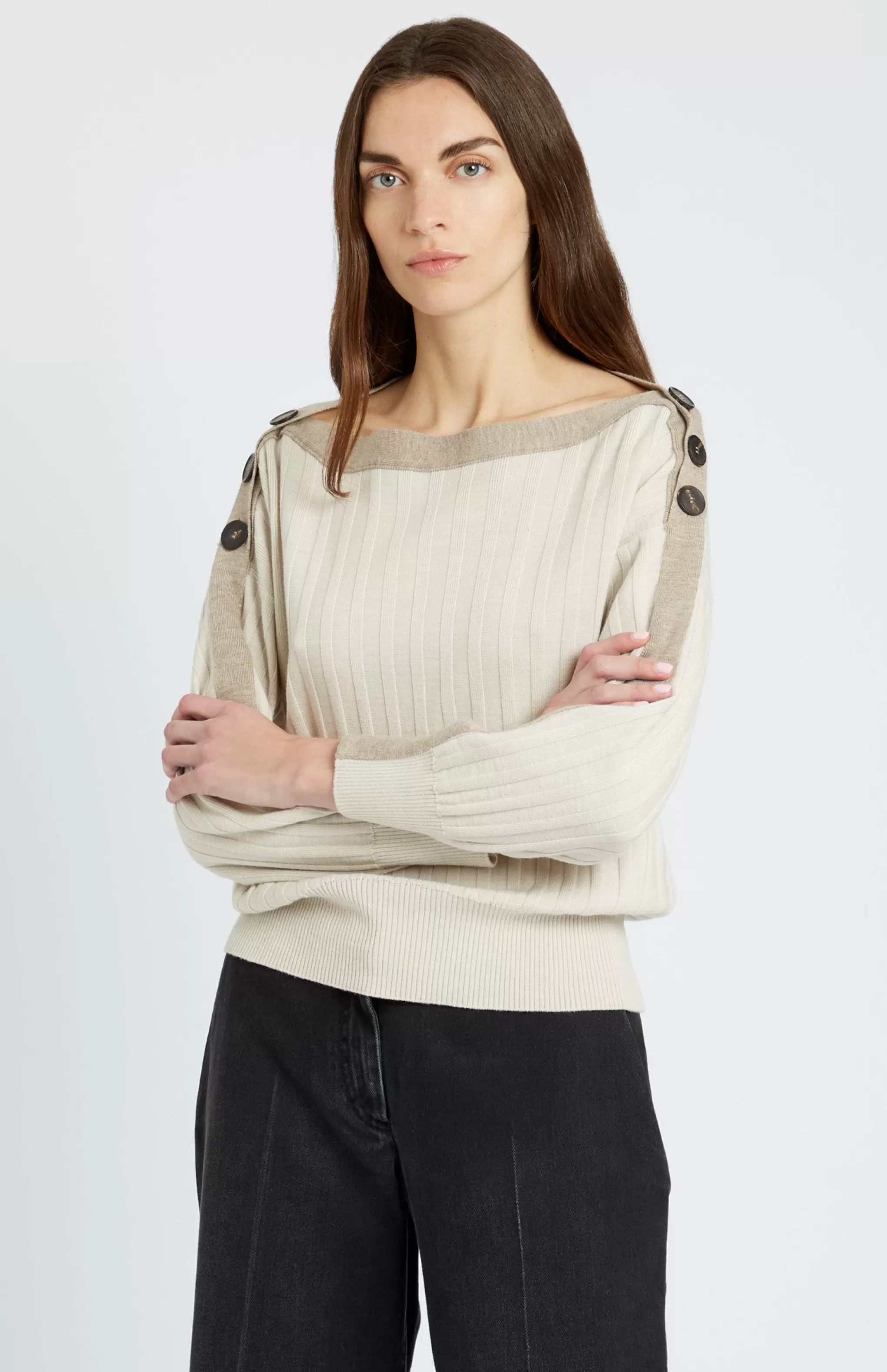 Flash Sale Women's Round Neck Merino Jumper In Natural Men/Women Round Neck Knits