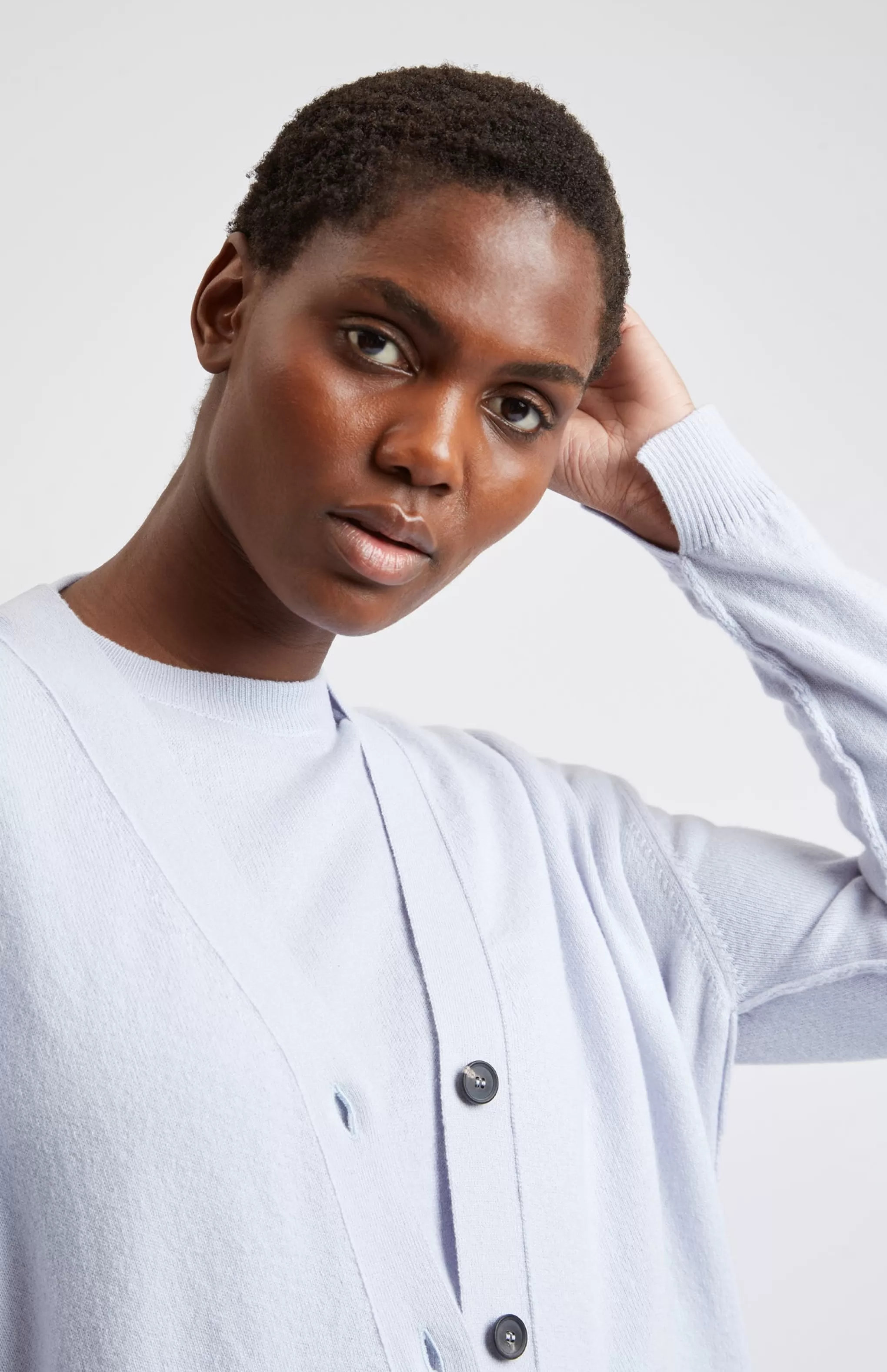 Online Women's V Neck Cashmere Cardigan In Light Blue Men/Women Classic Cashmere