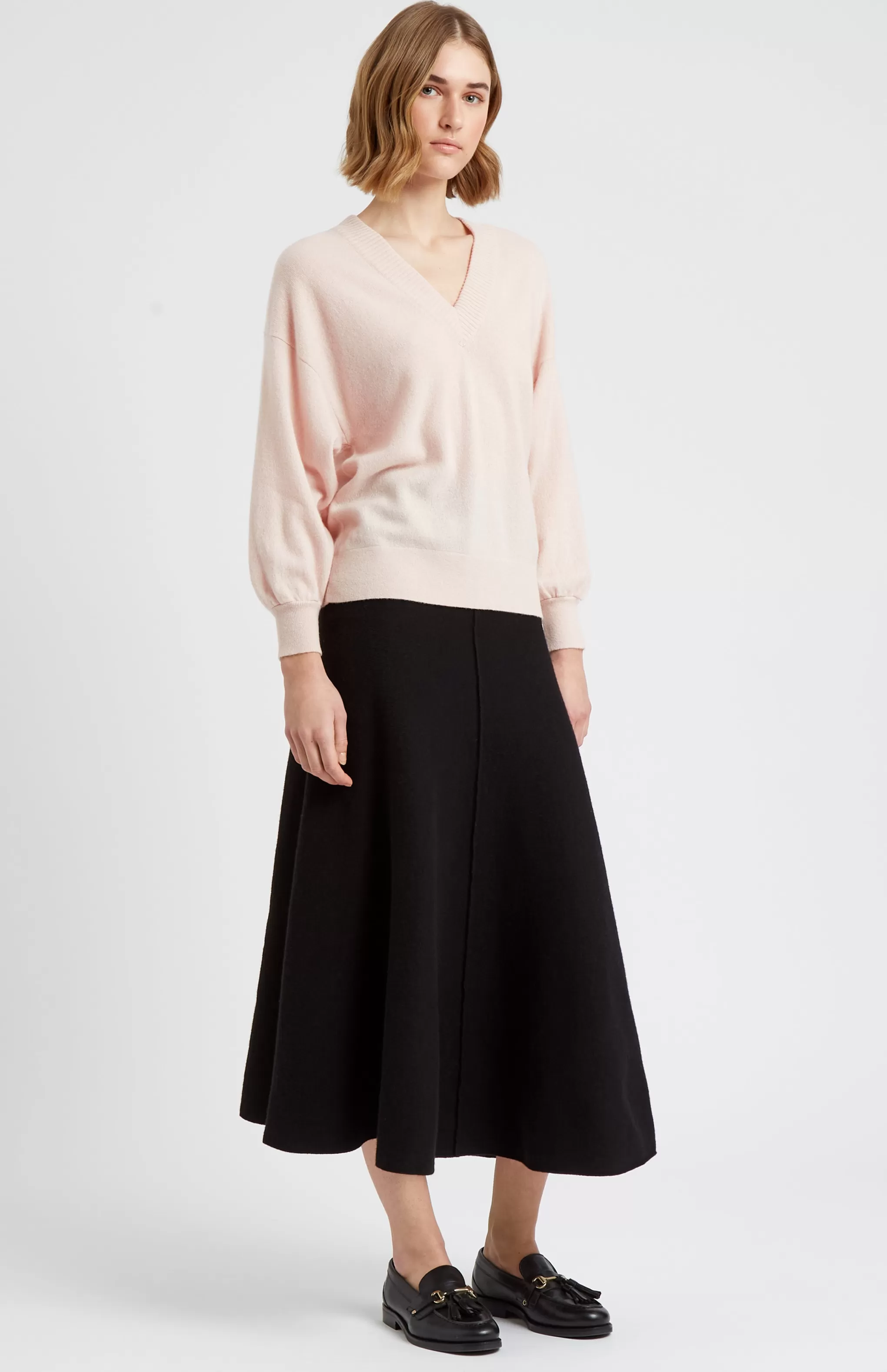 Cheap Women's V Neck Cashmere Jumper In Pastel Pink Men/Women V Neck Knits