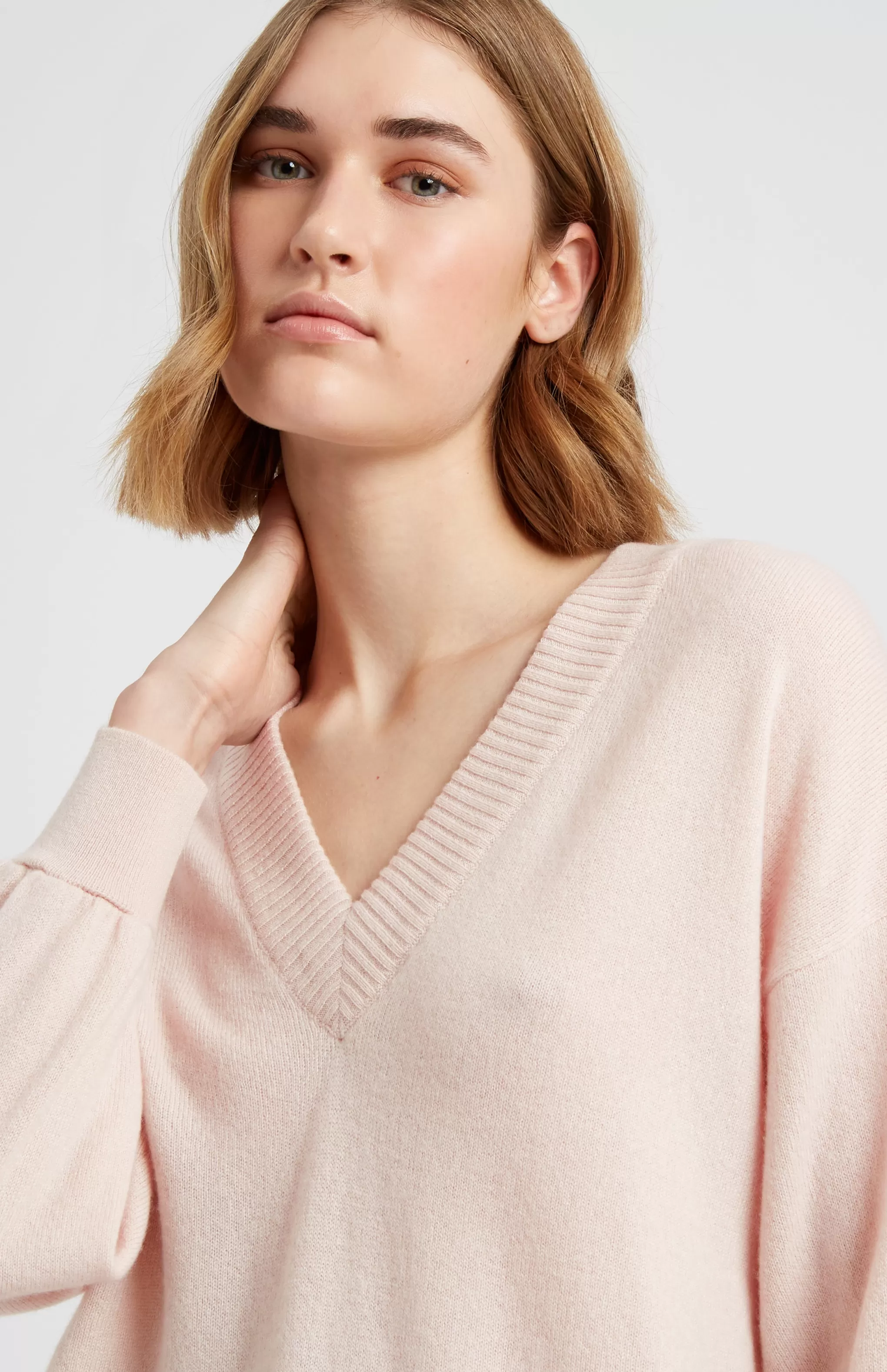 Cheap Women's V Neck Cashmere Jumper In Pastel Pink Men/Women V Neck Knits