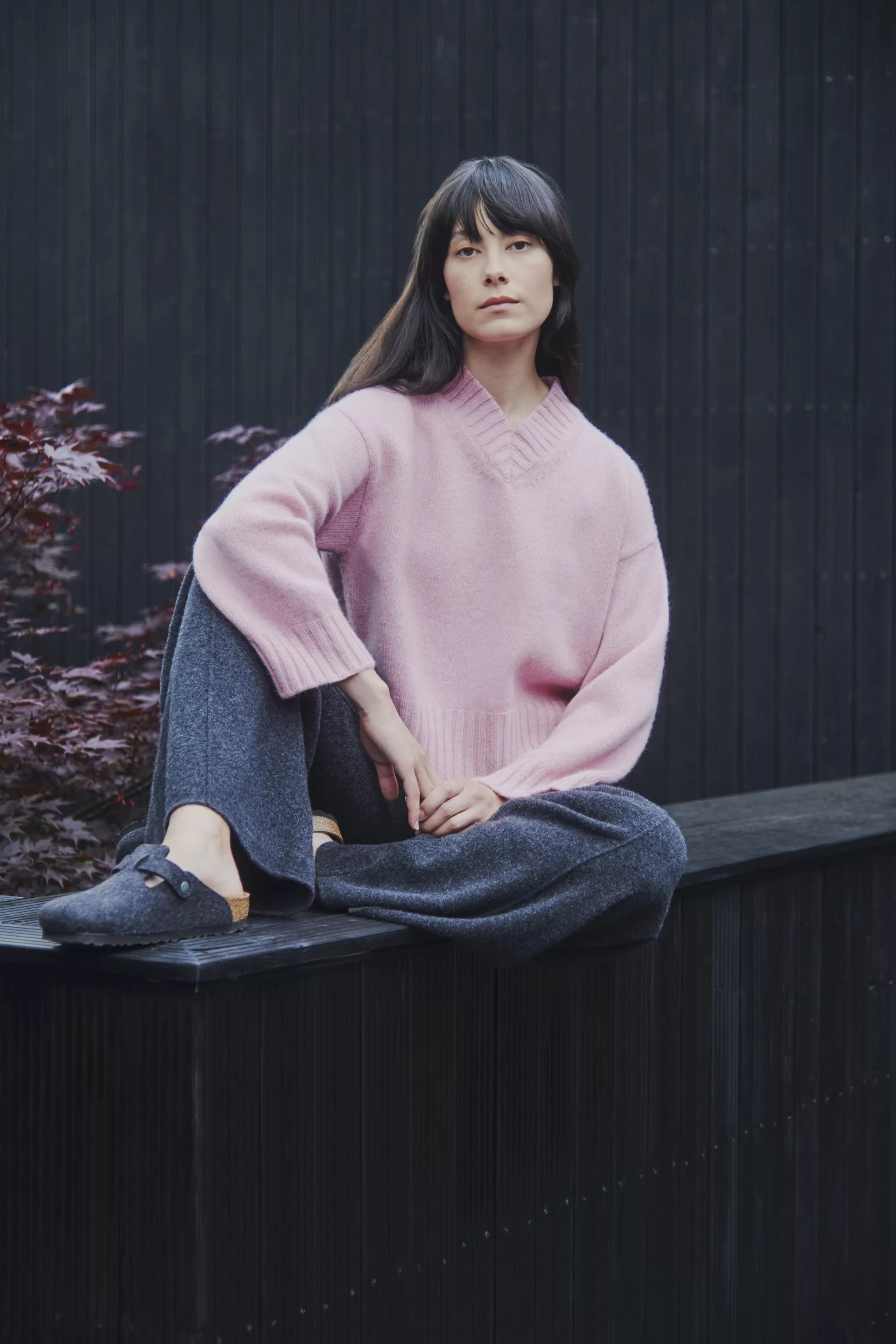Cheap Women's V Neck Cosy Cashmere Jumper In Dusty Pink Men/Women Gifts For Women