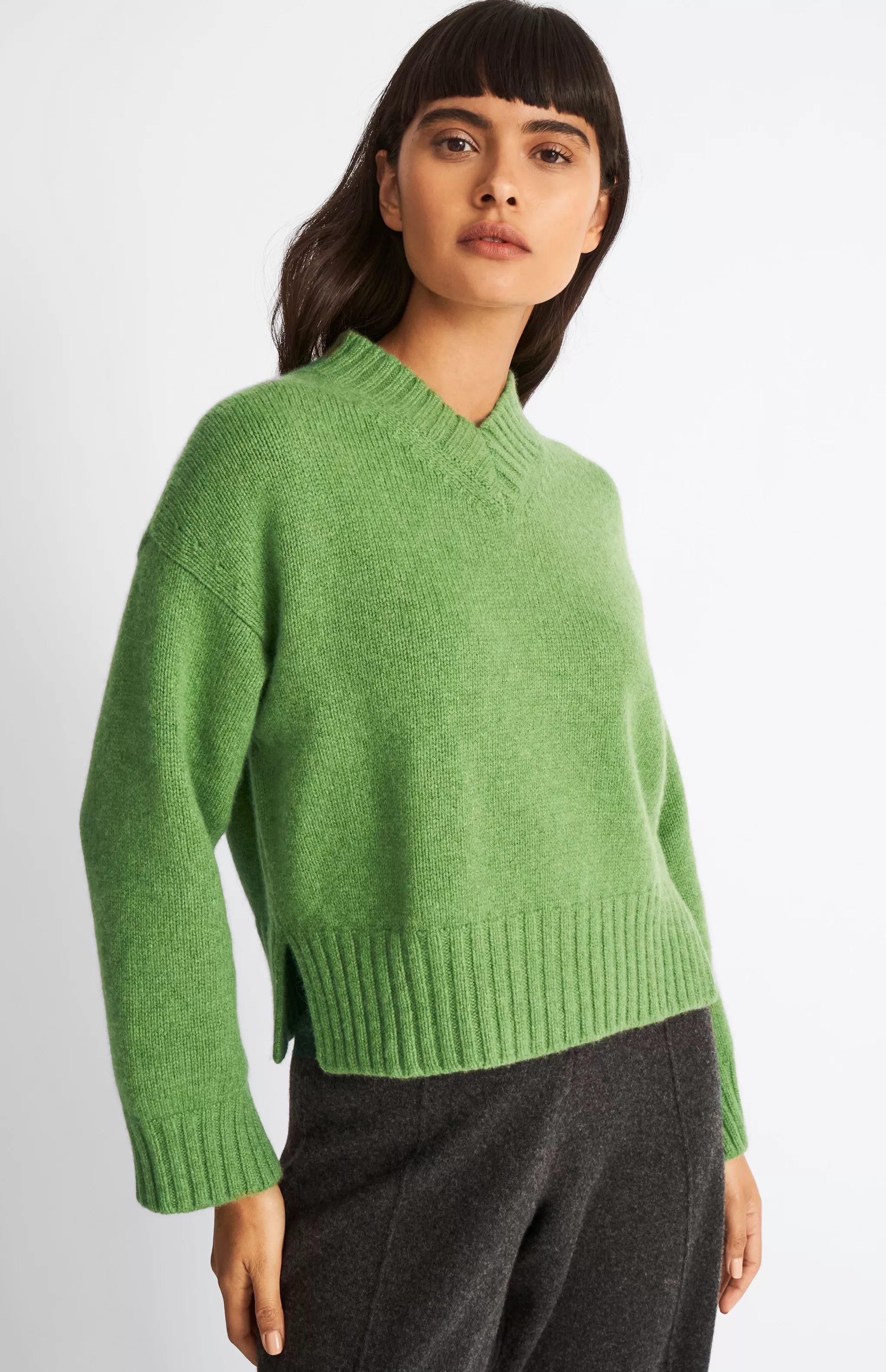 Shop Women's V Neck Cosy Cashmere Jumper In Wood Sage Men/Women Gifts For Women