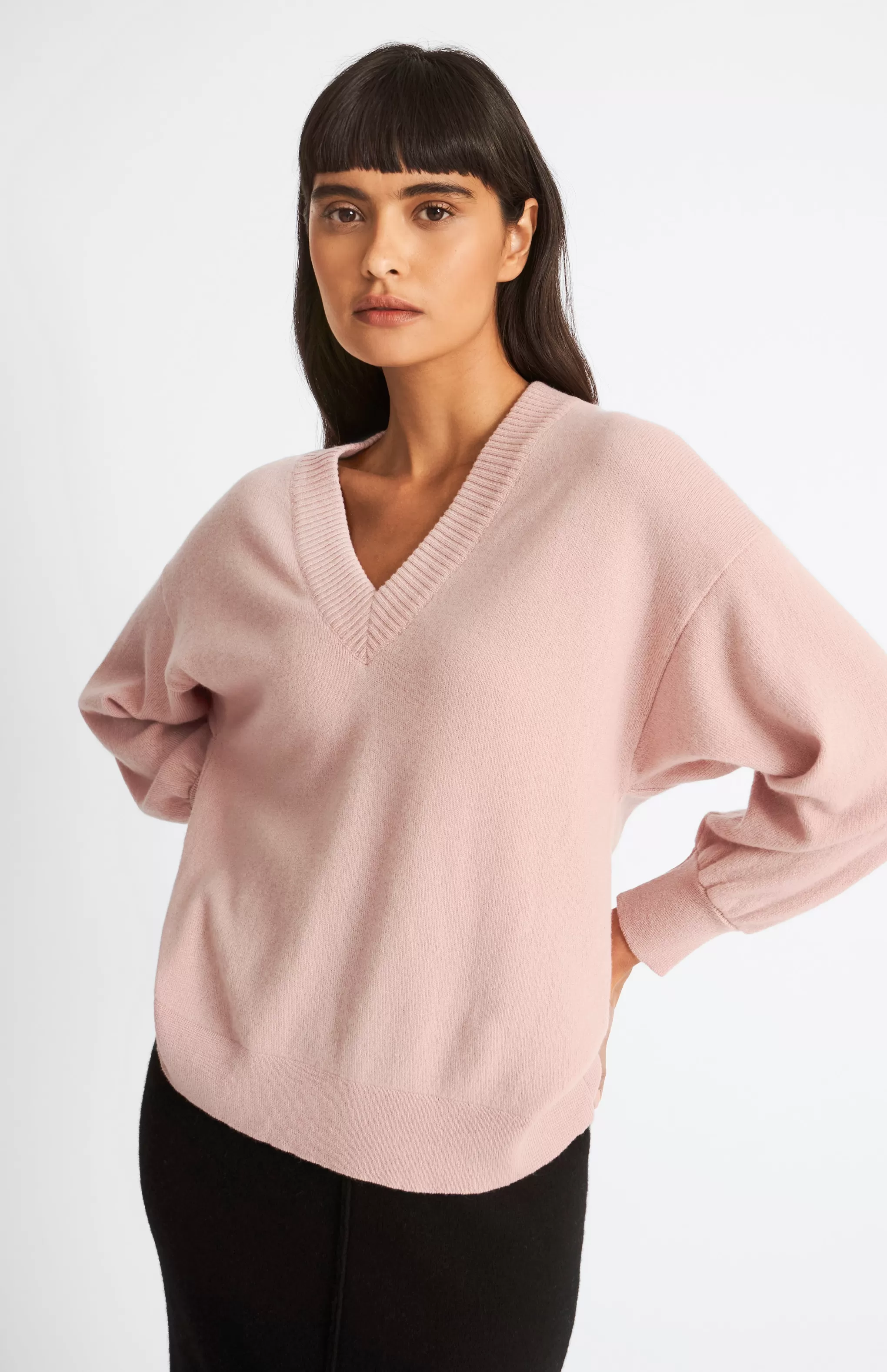 Cheap Women's V Neck Lightweight Cashmere Jumper In Dusty Pink Men/Women Classic Cashmere