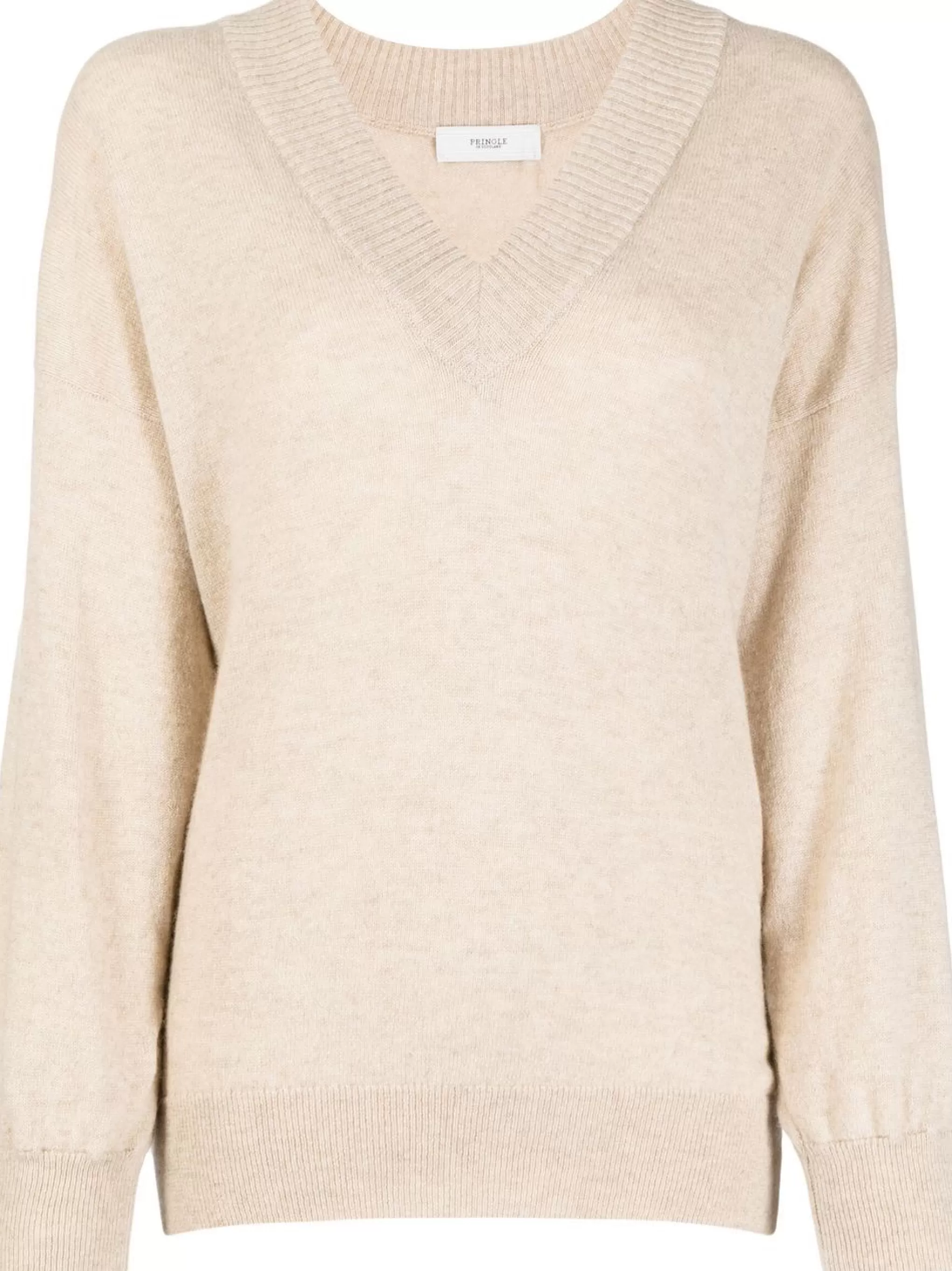 New Women's V Neck Lightweight Cashmere Jumper In Light Oatmeal Men/Women V Neck Knits