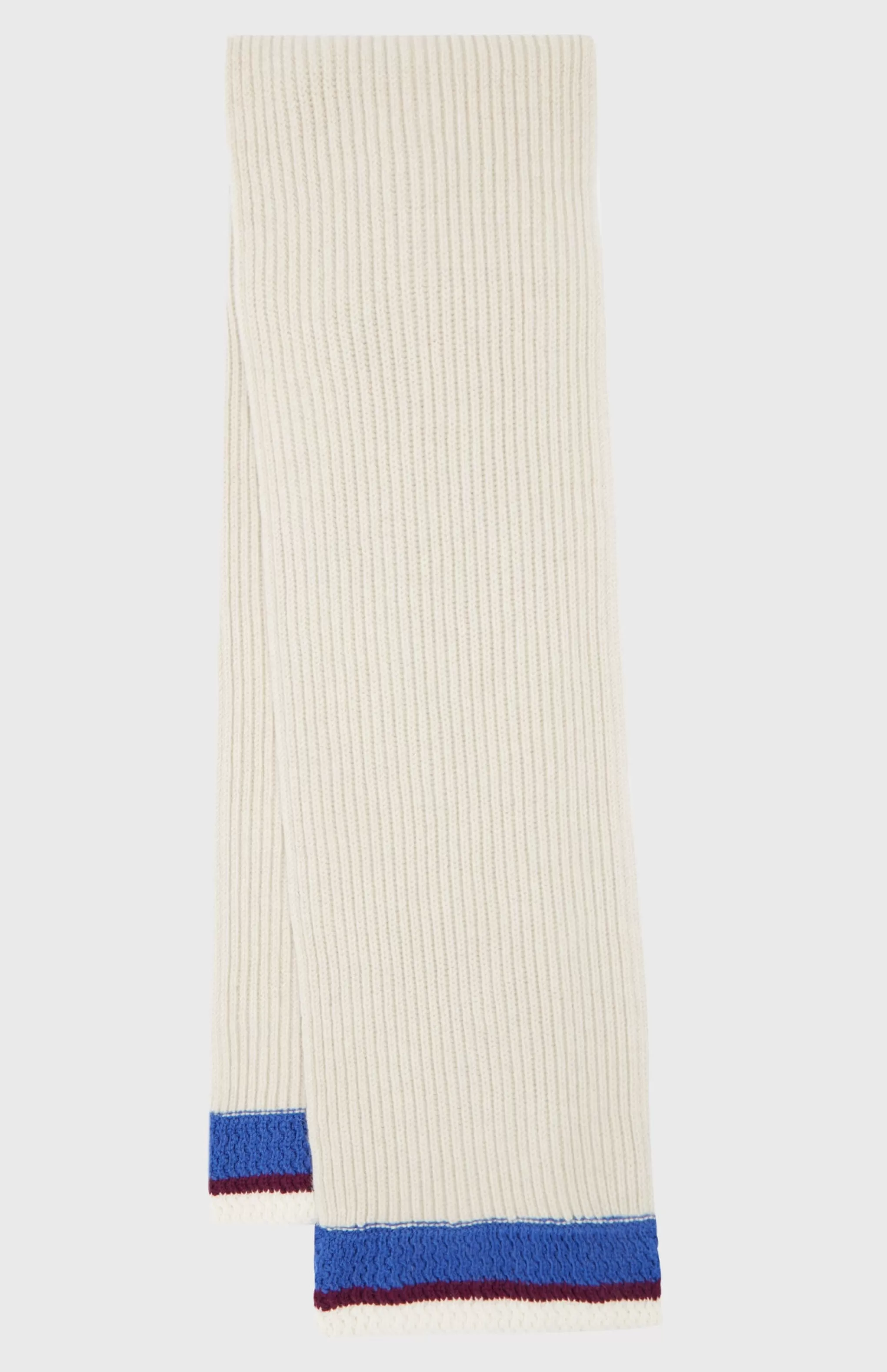 Store Wool Cashmere Blend Scarf With Allover Chunky Cardigan Rib In Almond Men/Women Scarves