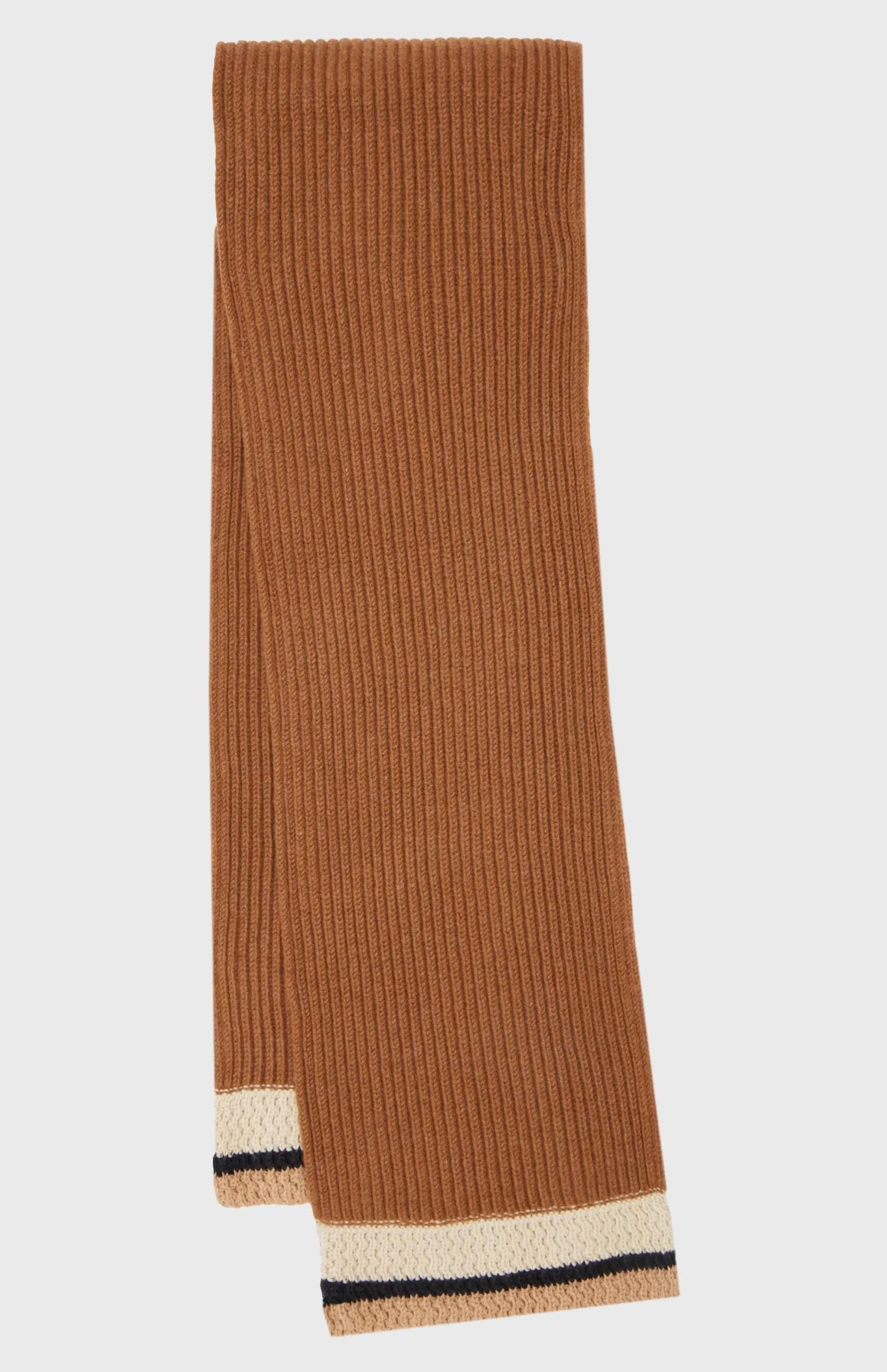 Store Wool Cashmere Blend Scarf With Allover Chunky Cardigan Rib In Vicuna Men Gifts for Men