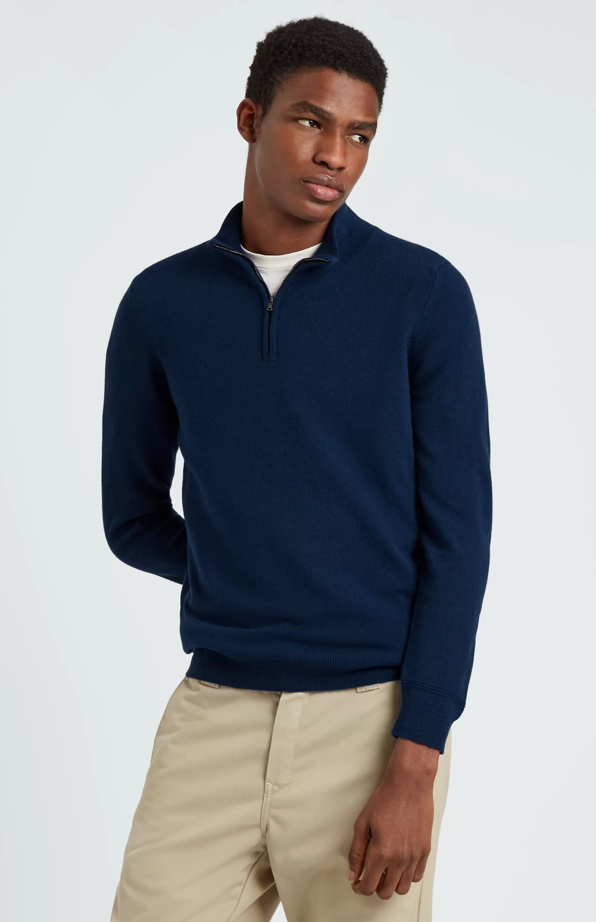 Discount Zip Neck Cashmere Jumper In Atlantic Blue Men Classic Cashmere