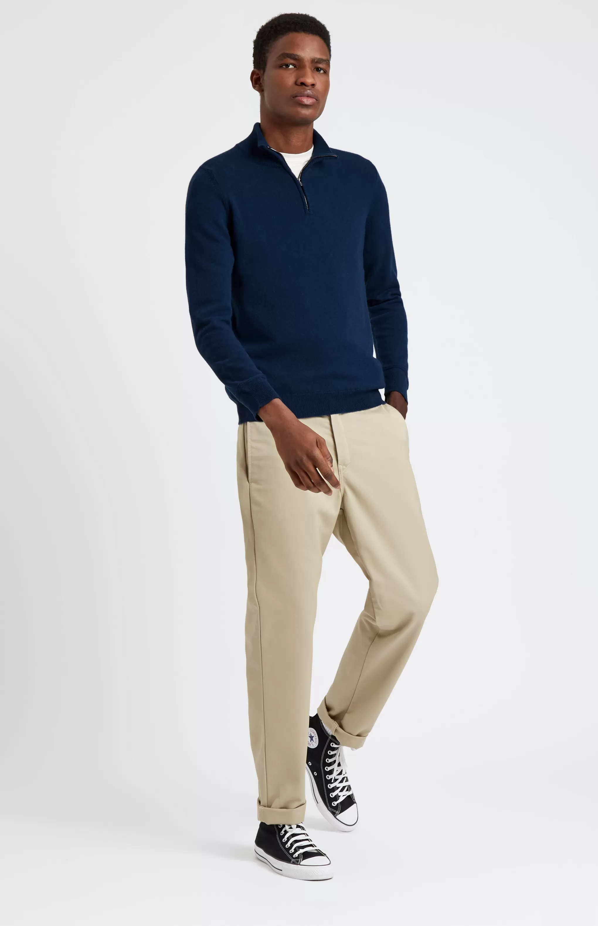 Discount Zip Neck Cashmere Jumper In Atlantic Blue Men Classic Cashmere
