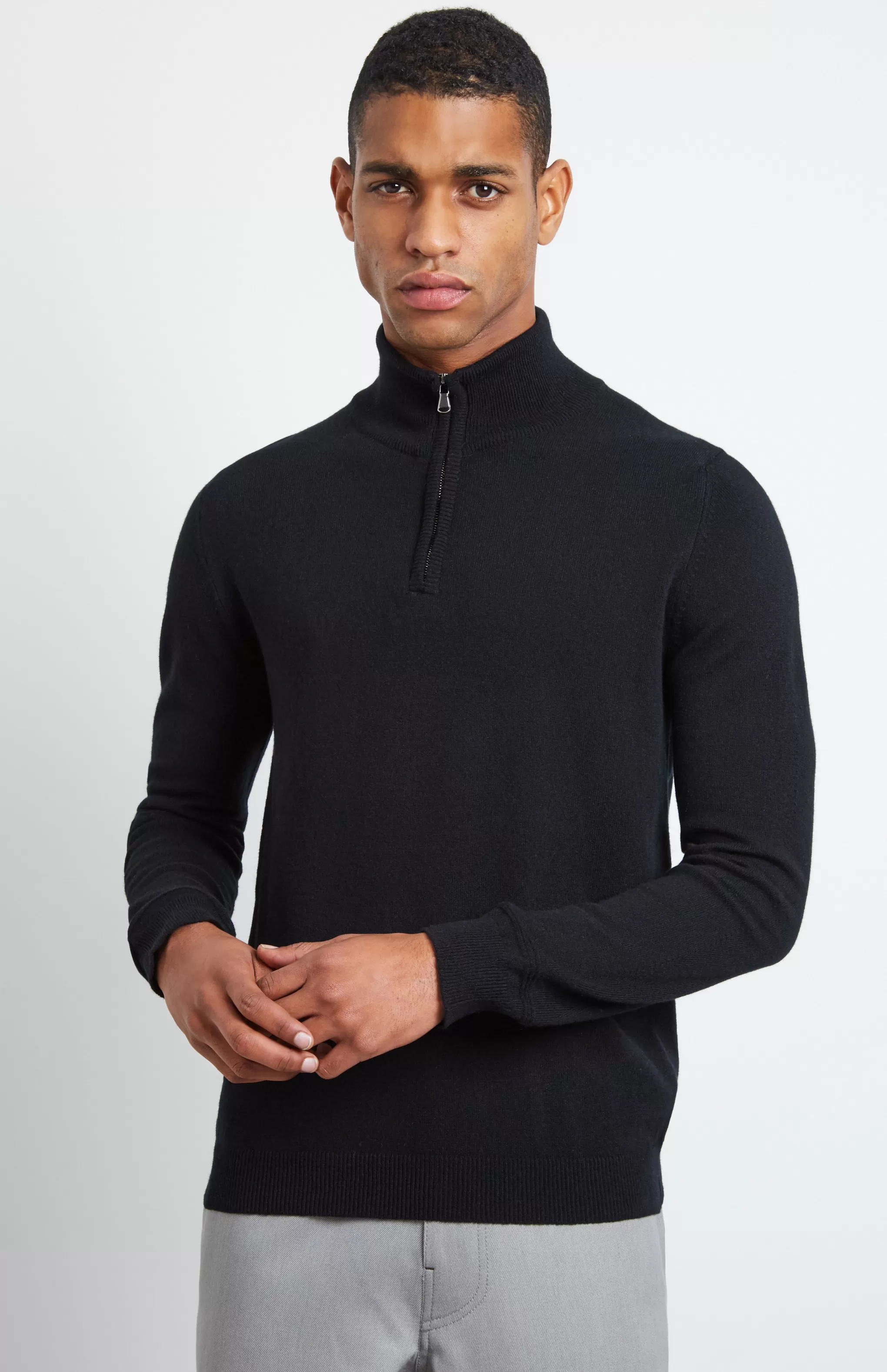 Cheap Zip Neck Cashmere Jumper In Black Men Classic Cashmere